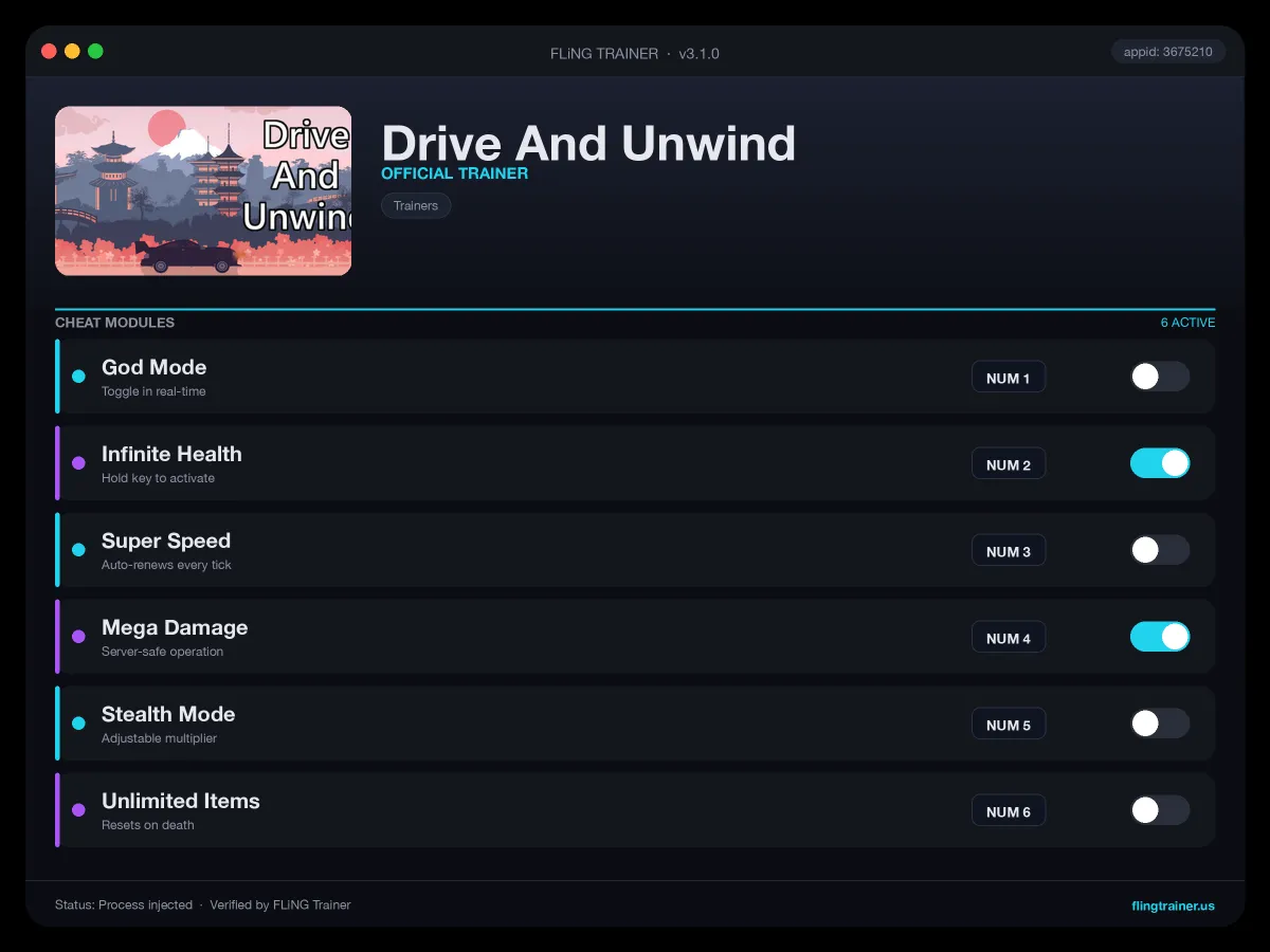 Drive And Unwind Trainer interface