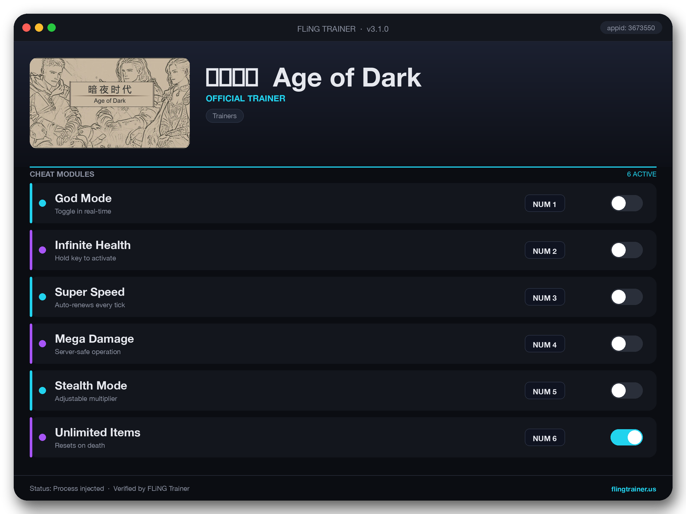 暗夜时代  Age of Dark Trainer interface