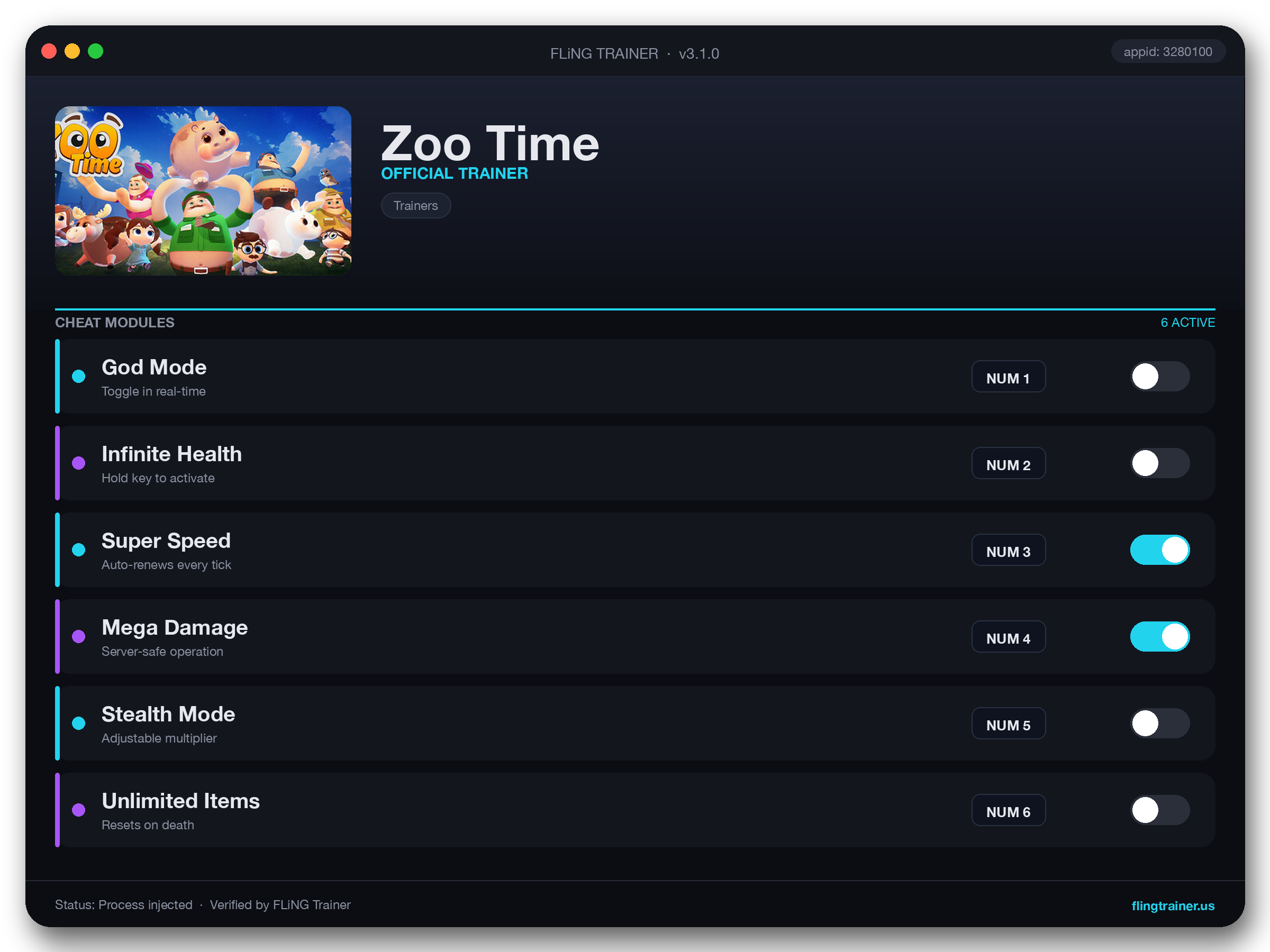 Zoo Time Trainer interface