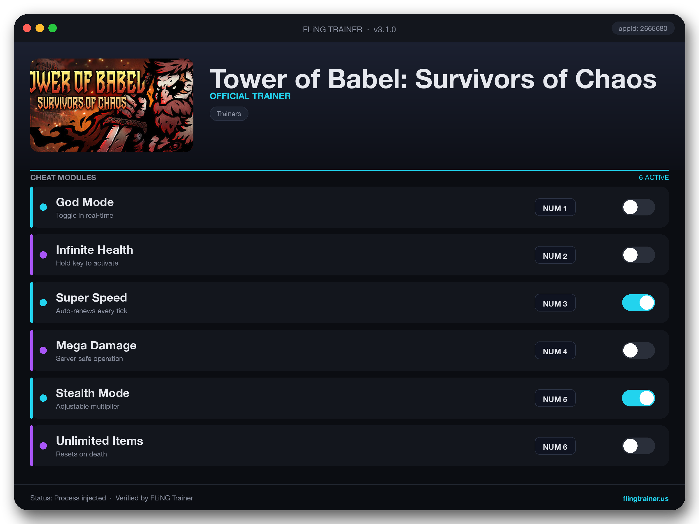 Tower of Babel: Survivors of Chaos Trainer interface