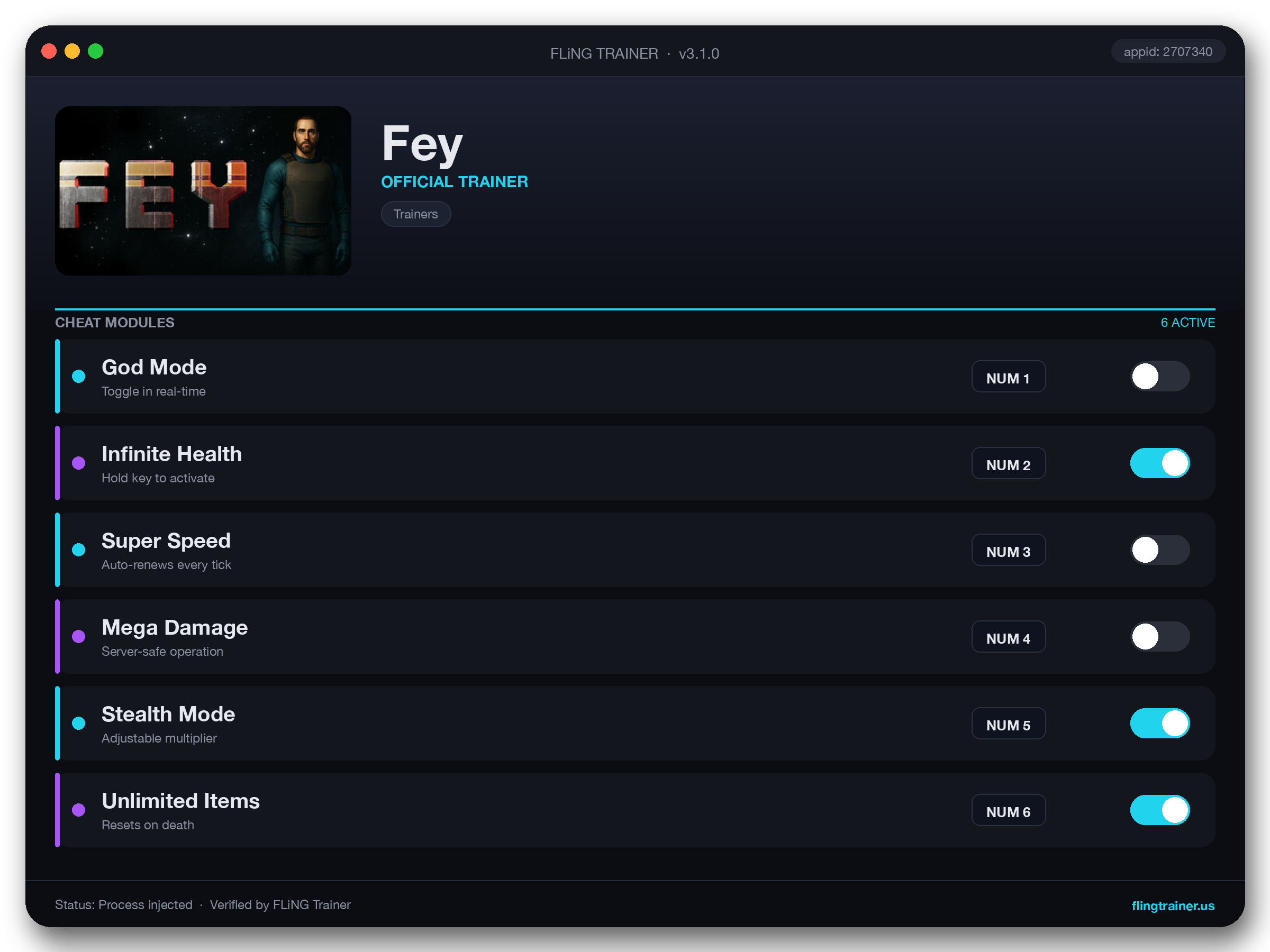 Fey Trainer interface