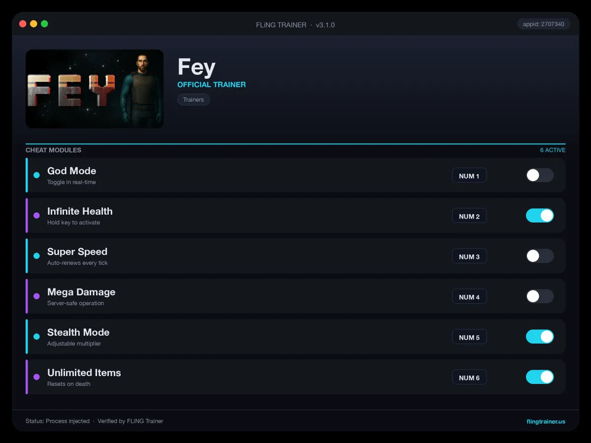 Fey Trainer interface