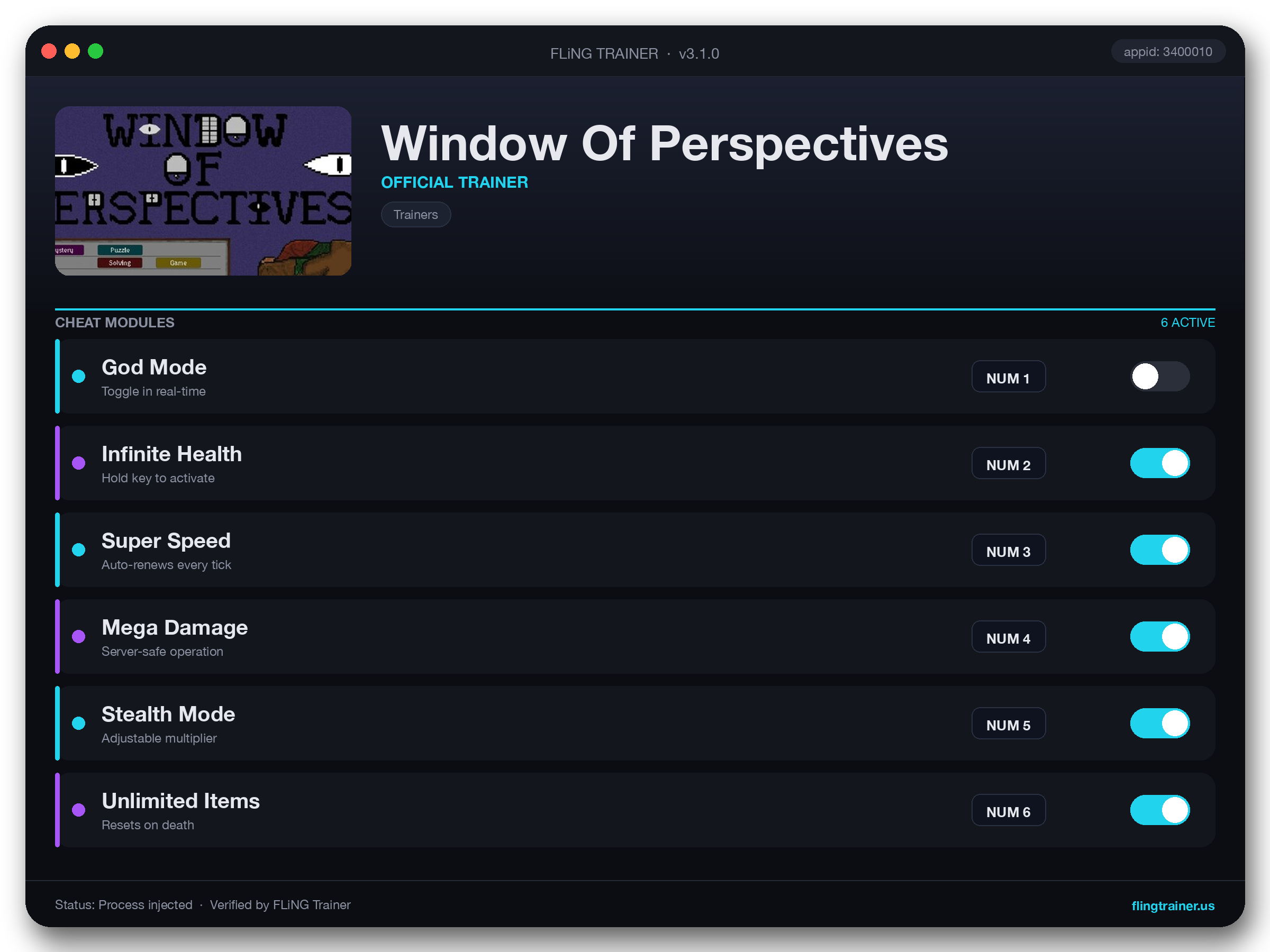 Window Of Perspectives Trainer interface