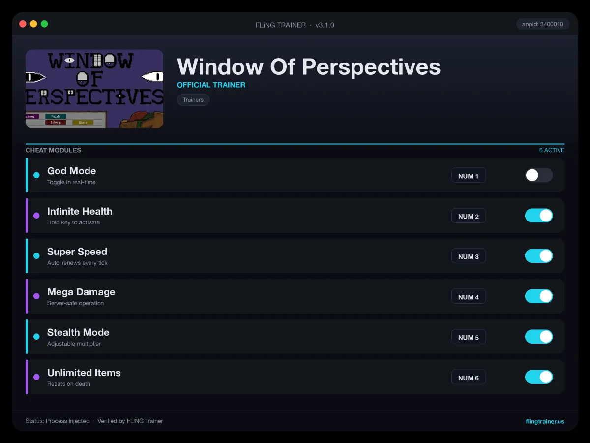 Window Of Perspectives Trainer interface