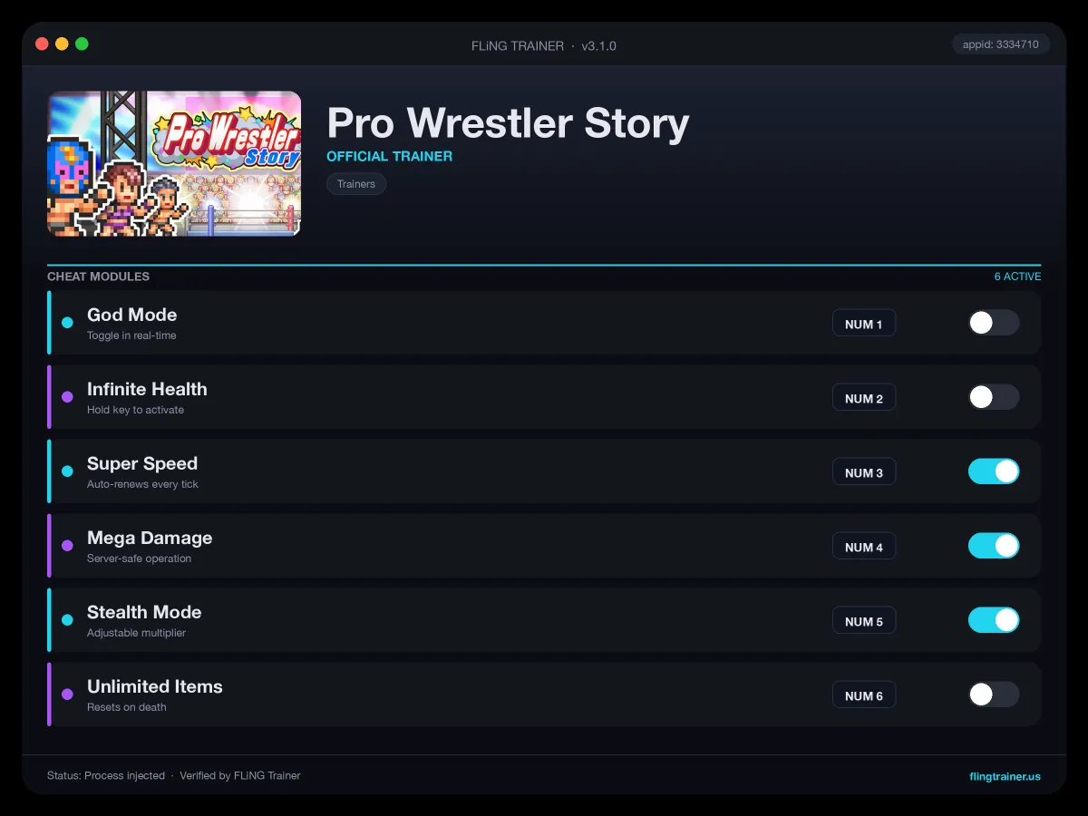 Pro Wrestler Story Trainer interface