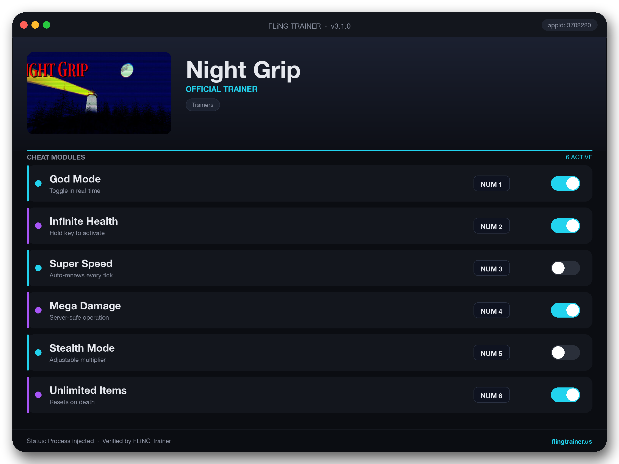 Night Grip Trainer interface
