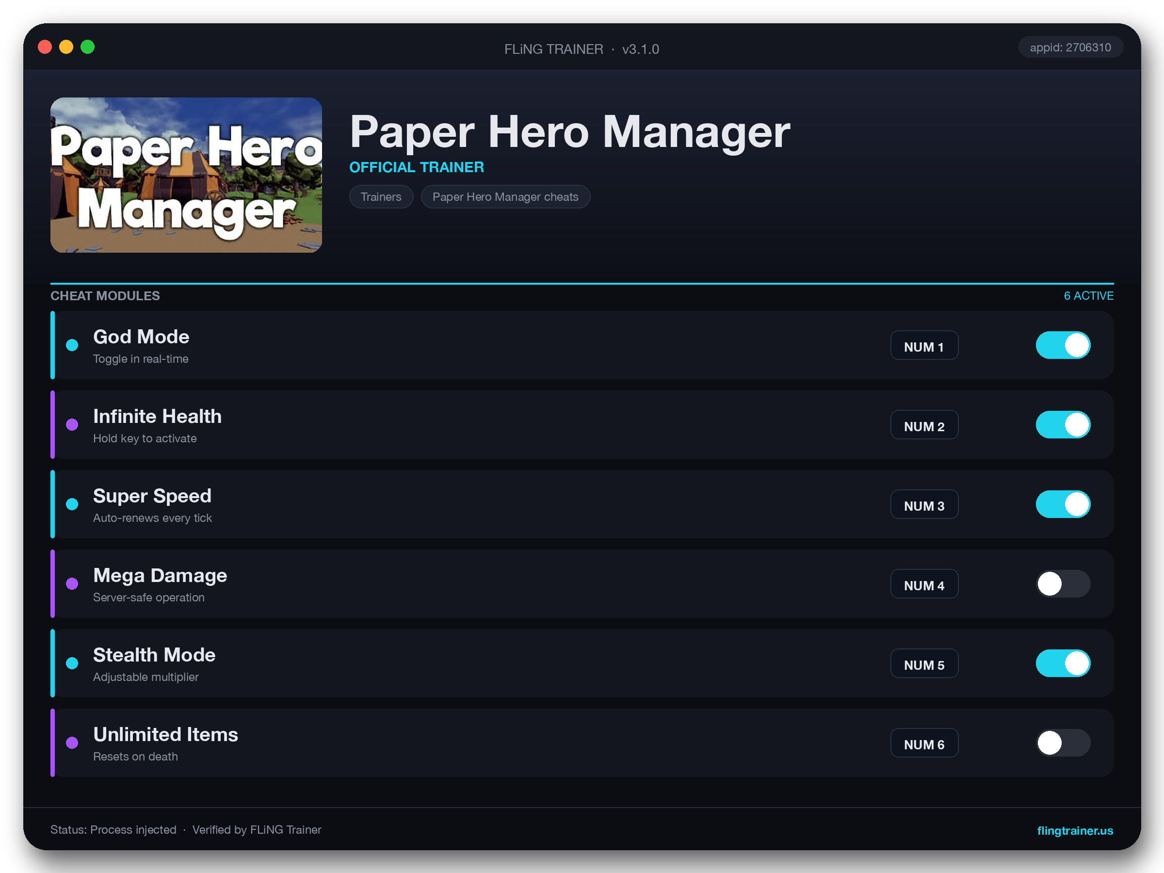 Paper Hero Manager Trainer interface