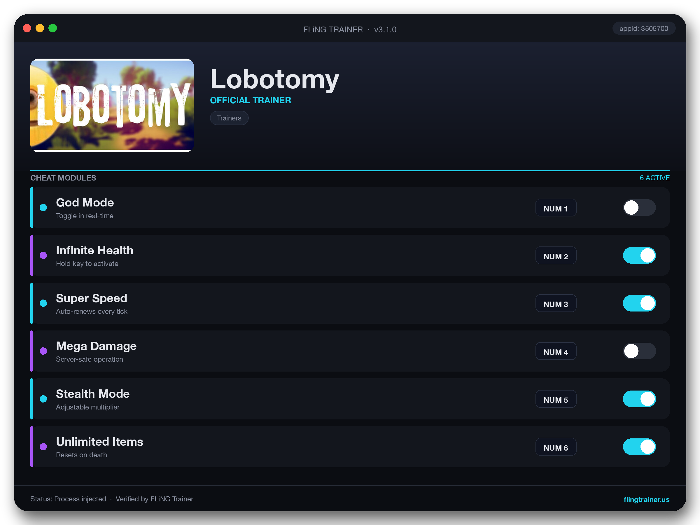 Lobotomy Trainer interface