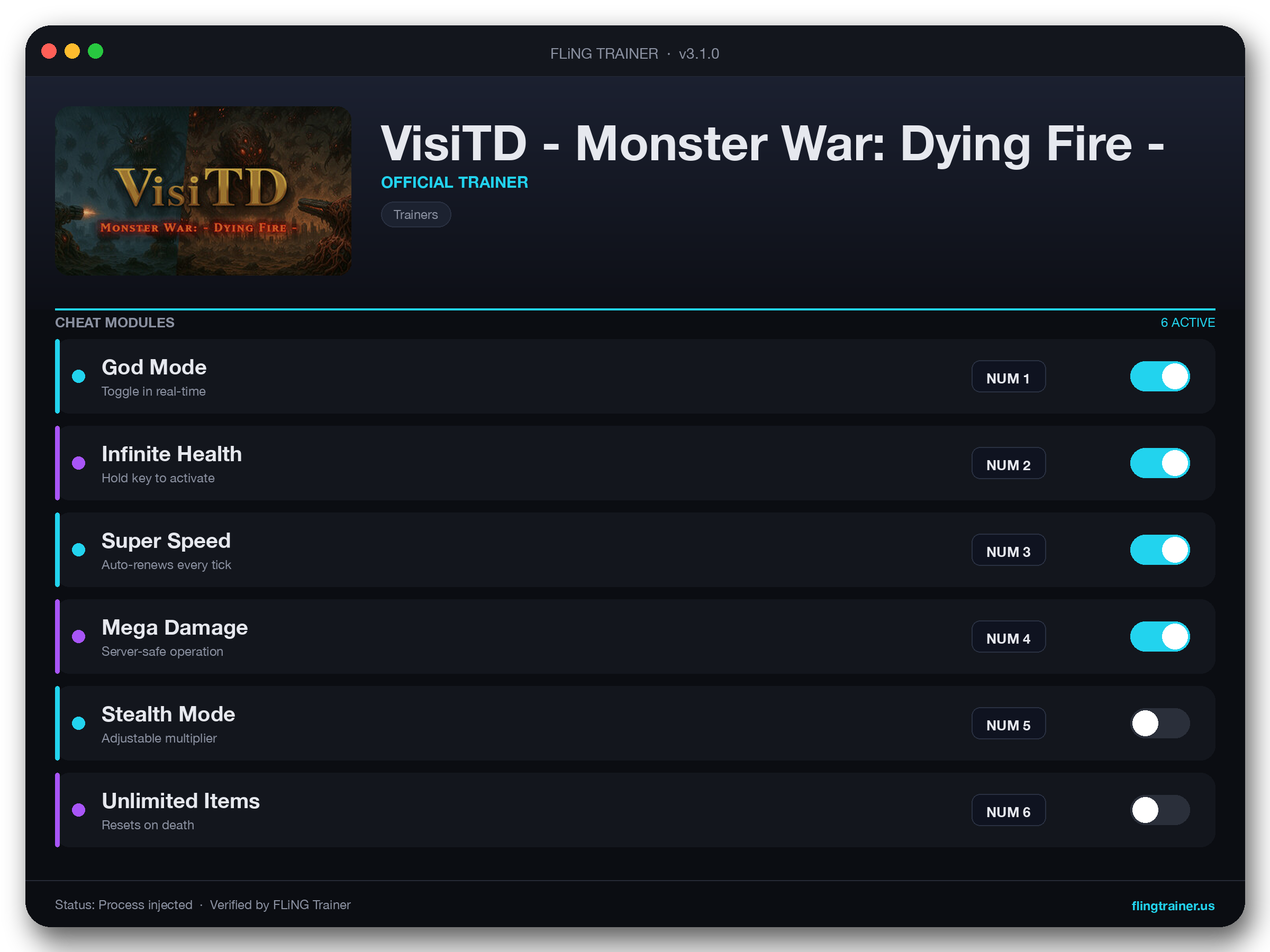 VisiTD - Monster War: Dying Fire - Trainer interface