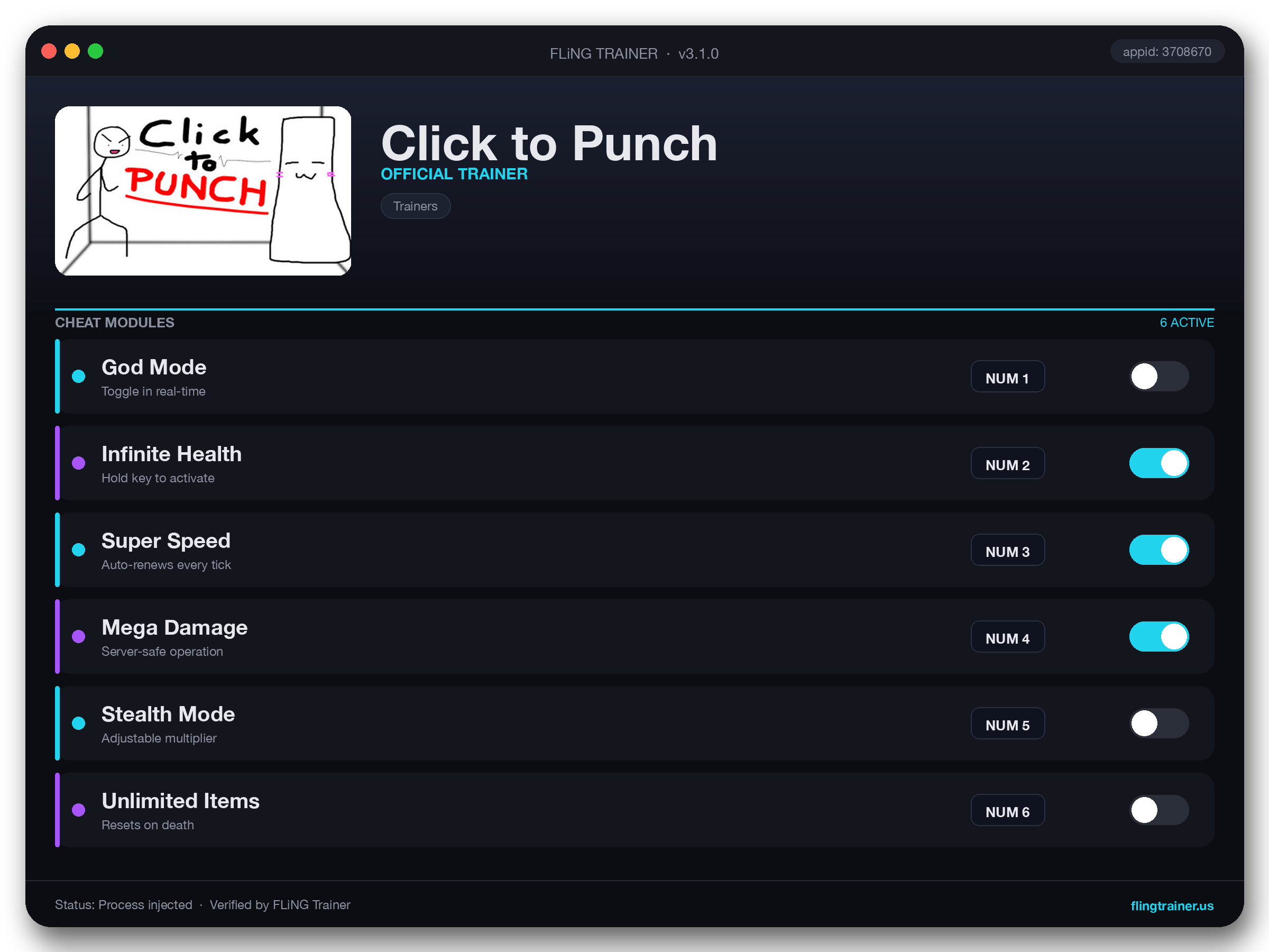 Click to Punch Trainer interface