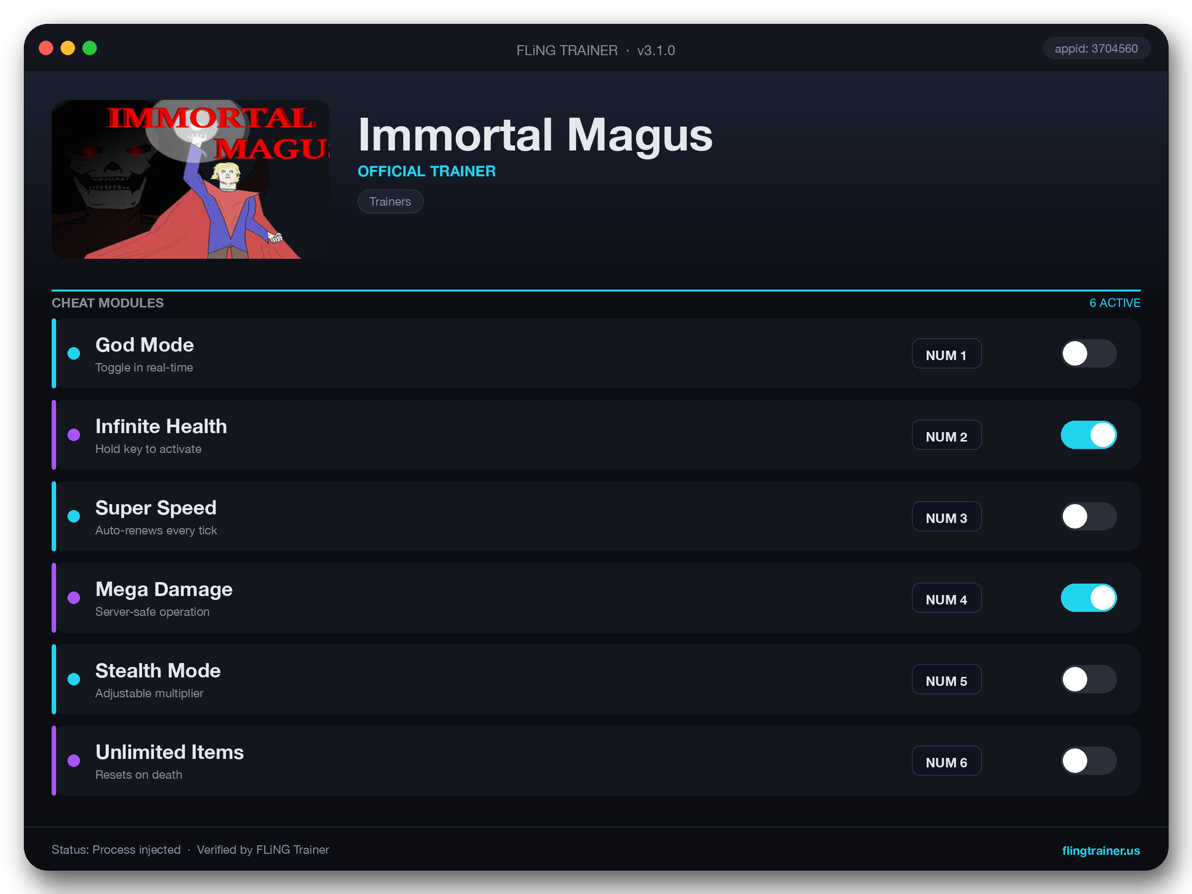 Immortal Magus Trainer interface