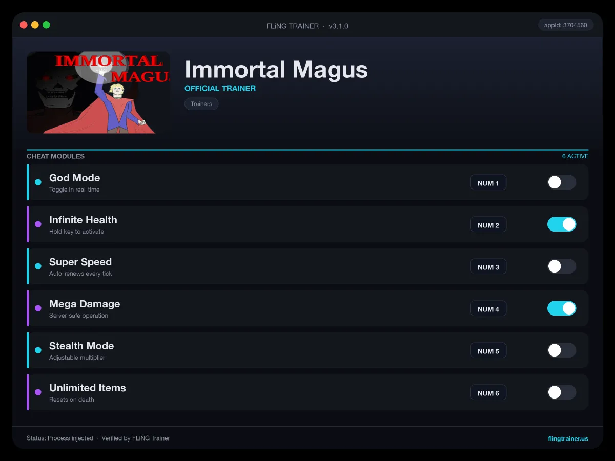 Immortal Magus Trainer interface