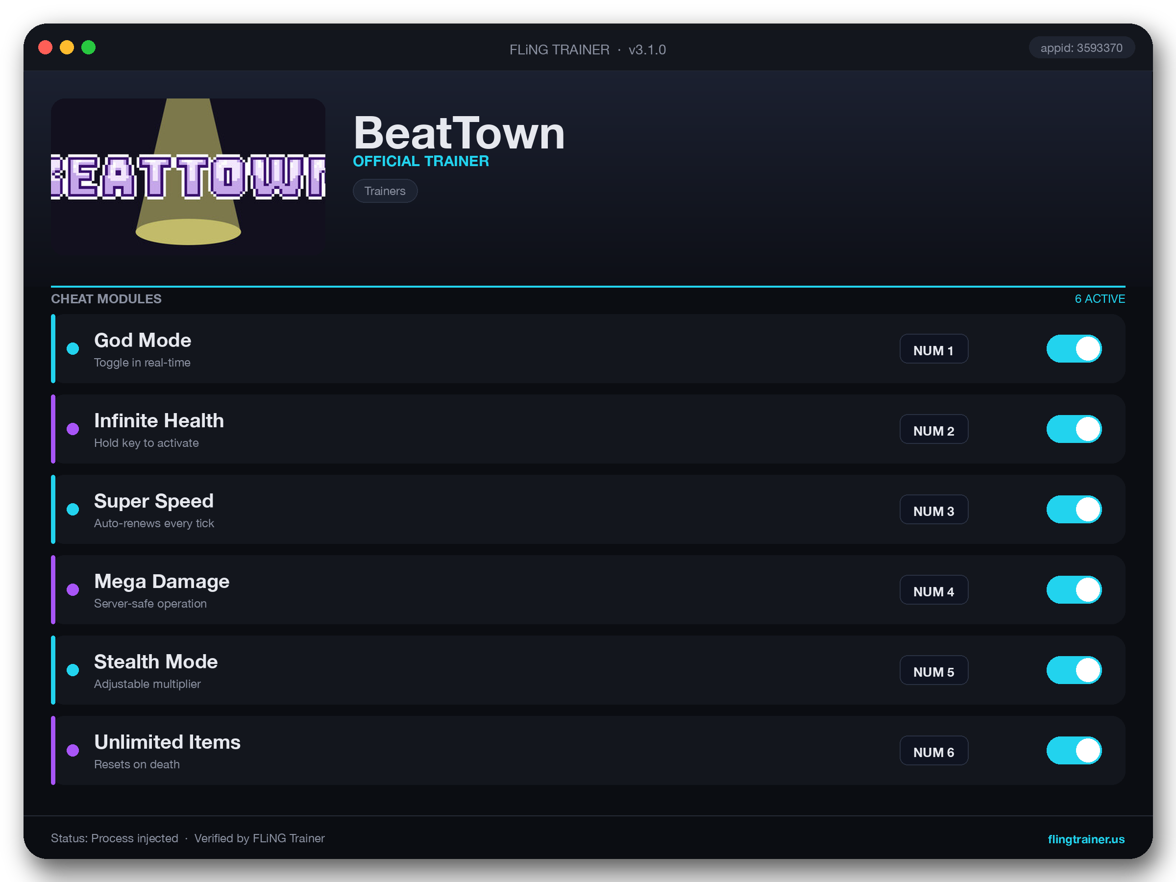 BeatTown Trainer interface