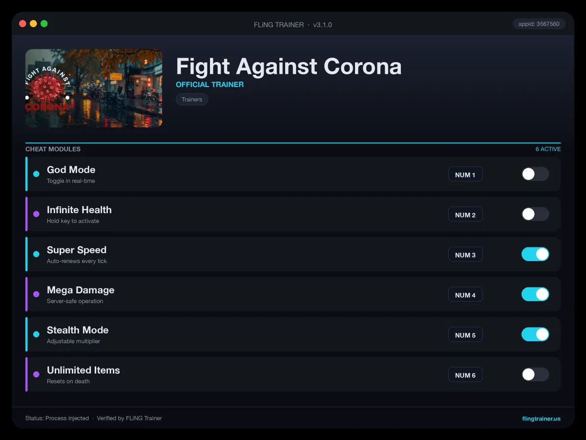 Fight Against Corona Trainer interface