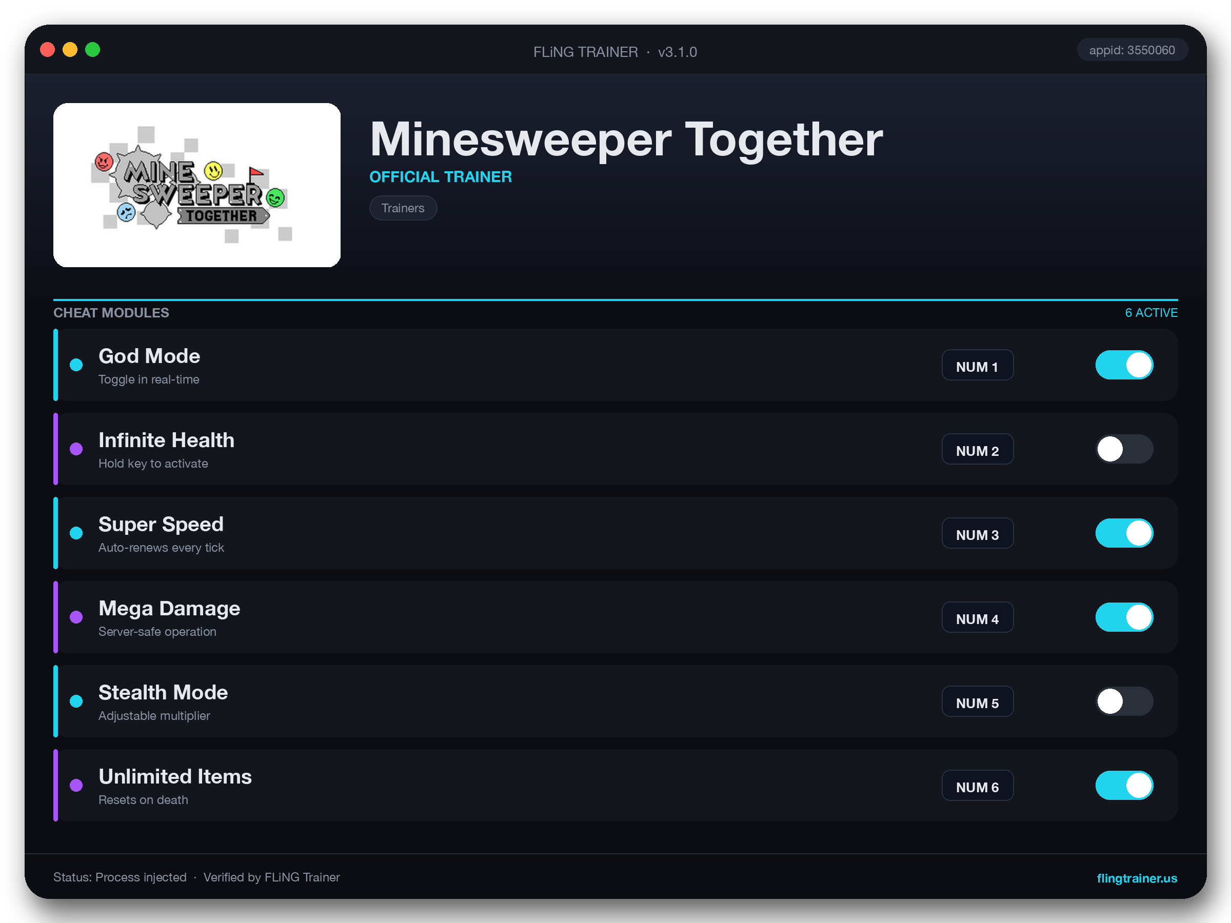 Minesweeper Together Trainer interface