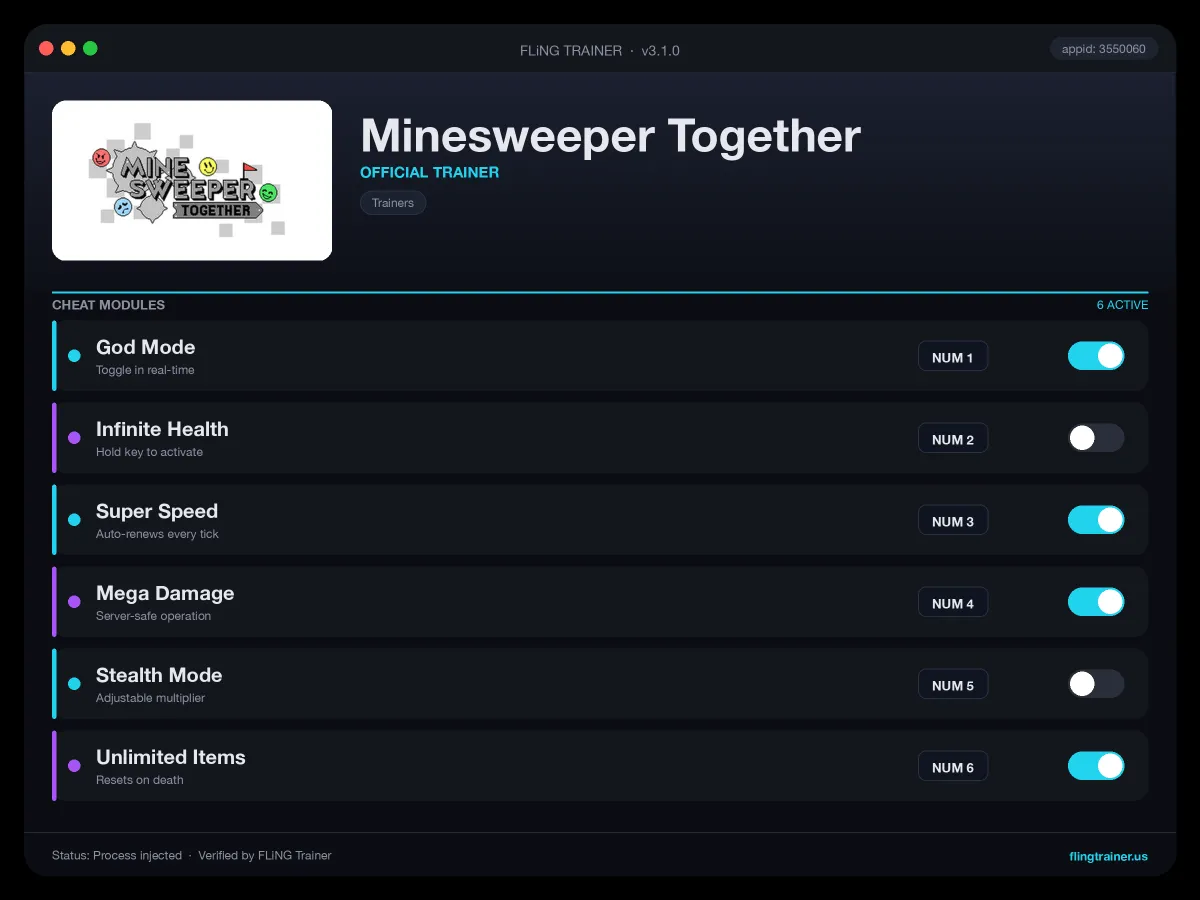 Minesweeper Together Trainer interface
