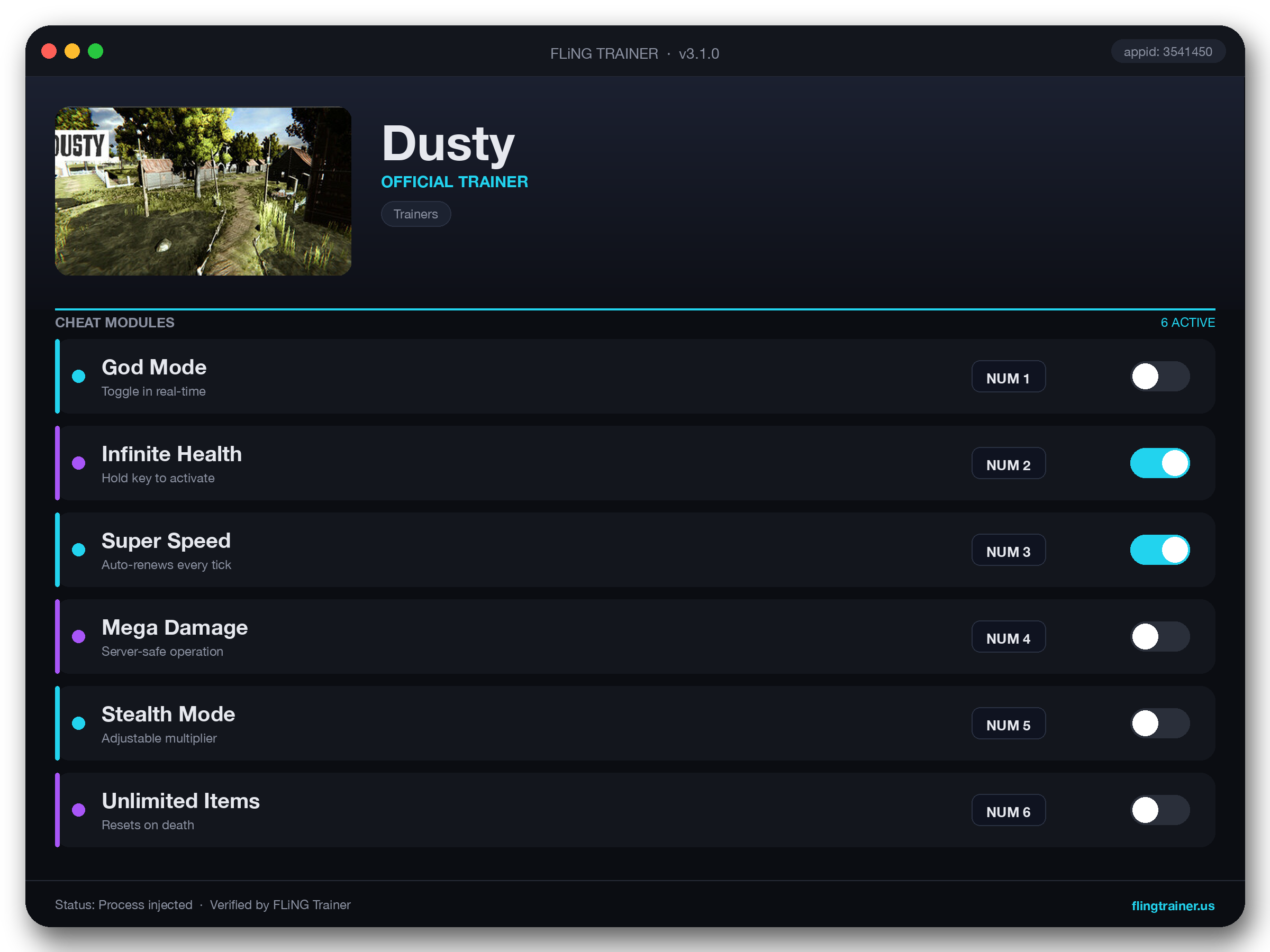 Dusty Trainer interface