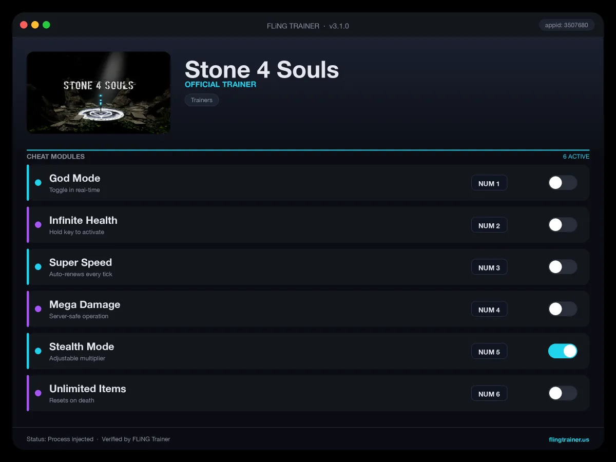 Stone 4 Souls Trainer interface