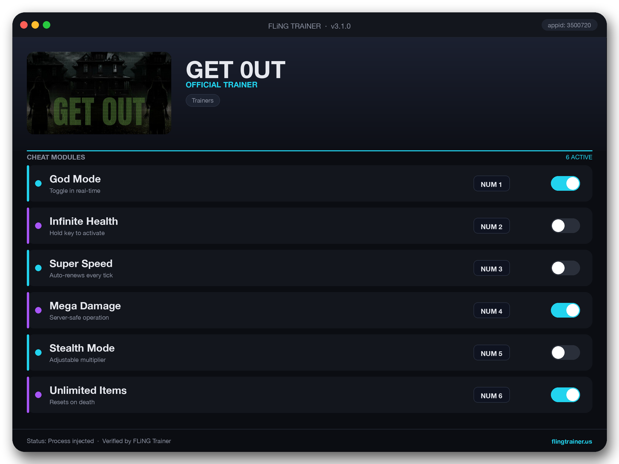 GET 0UT Trainer interface