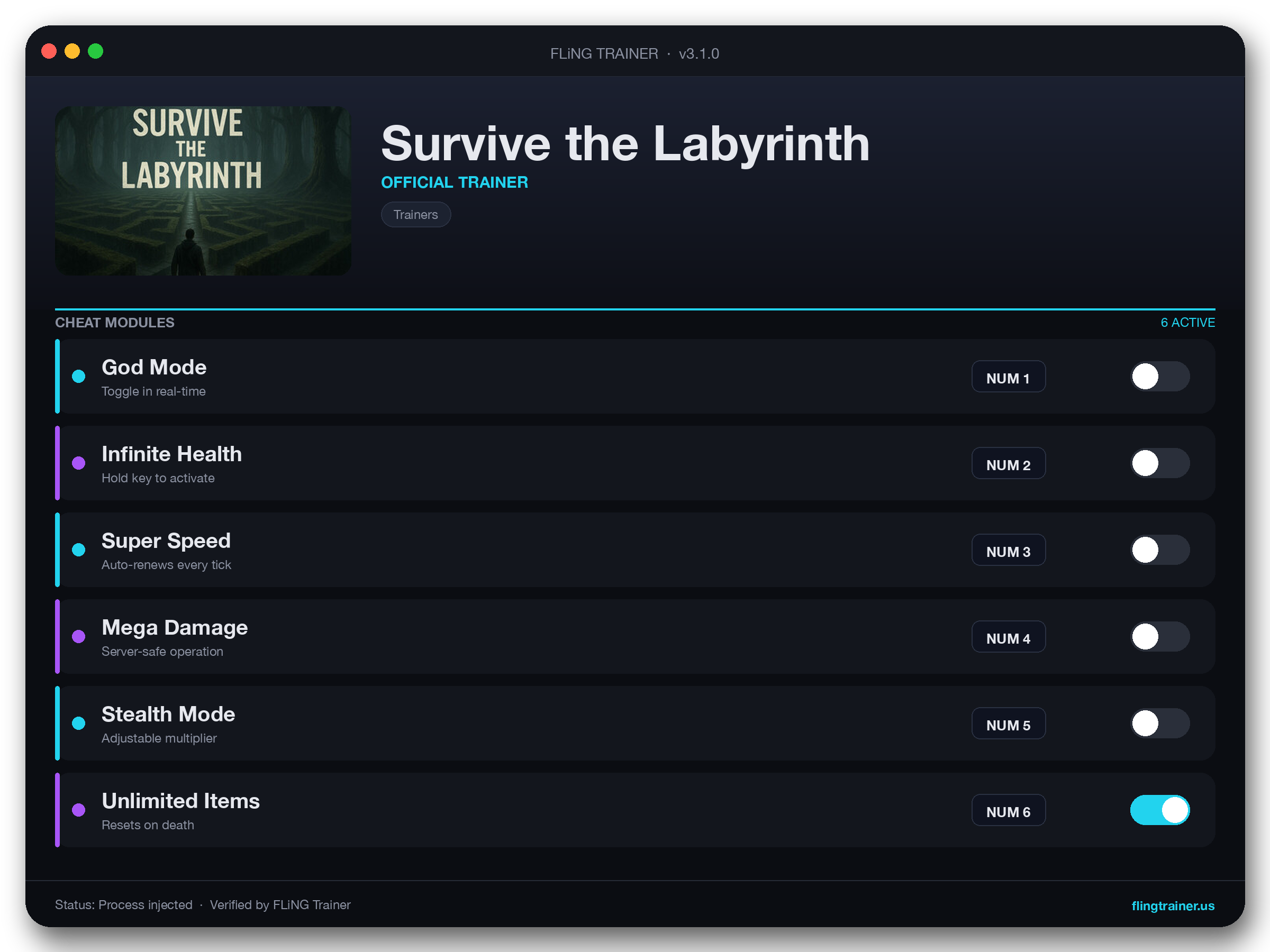 Survive the Labyrinth Trainer interface