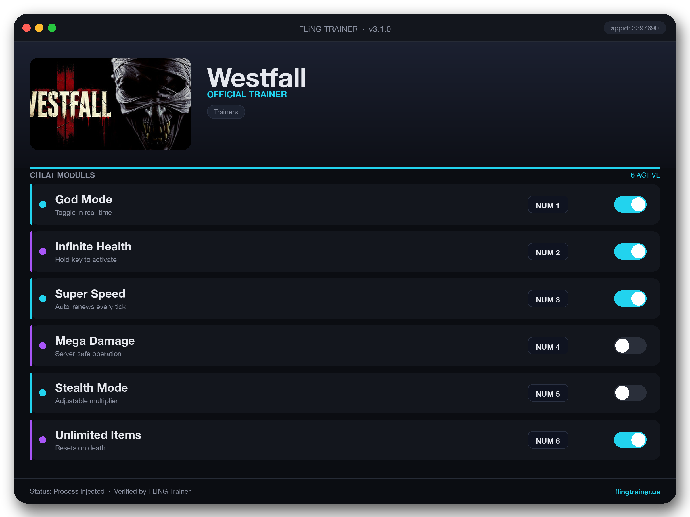 Westfall Trainer interface
