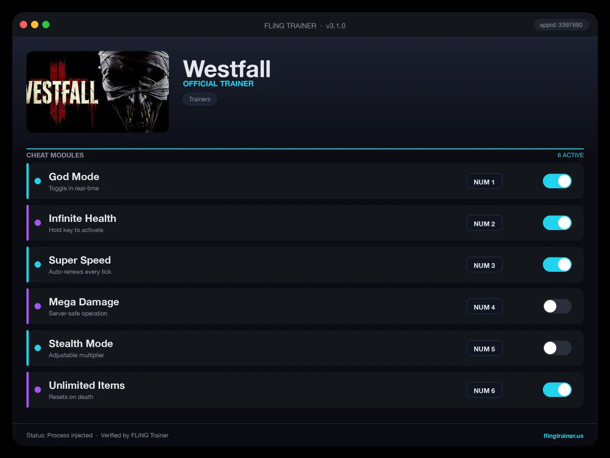 Westfall Trainer interface