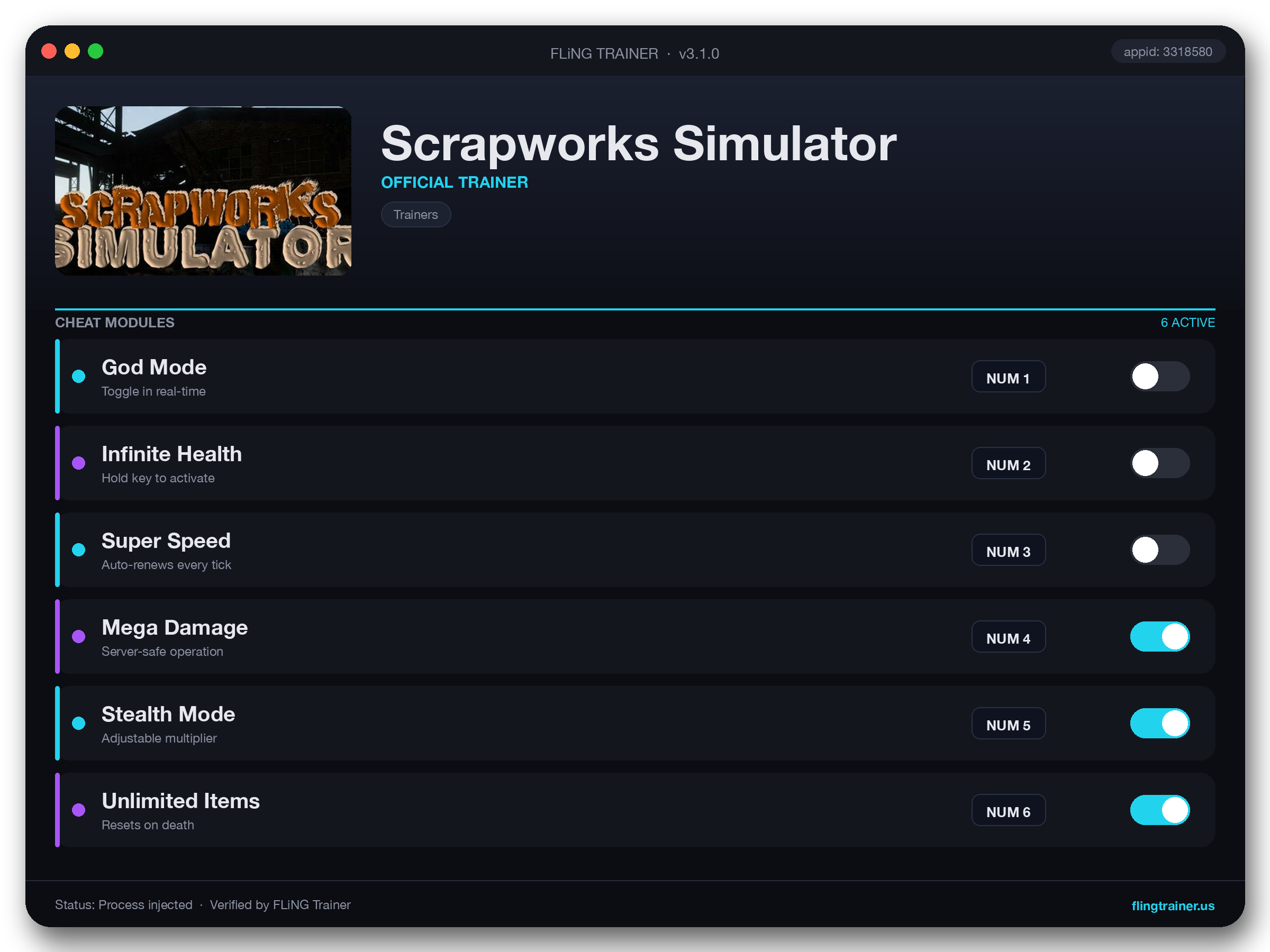 Scrapworks Simulator Trainer interface