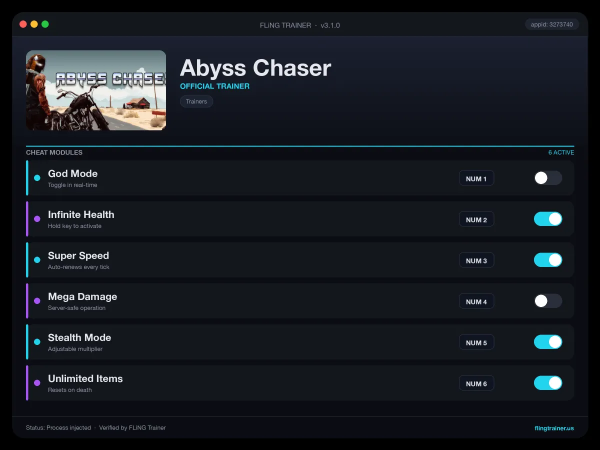 Abyss Chaser Trainer interface