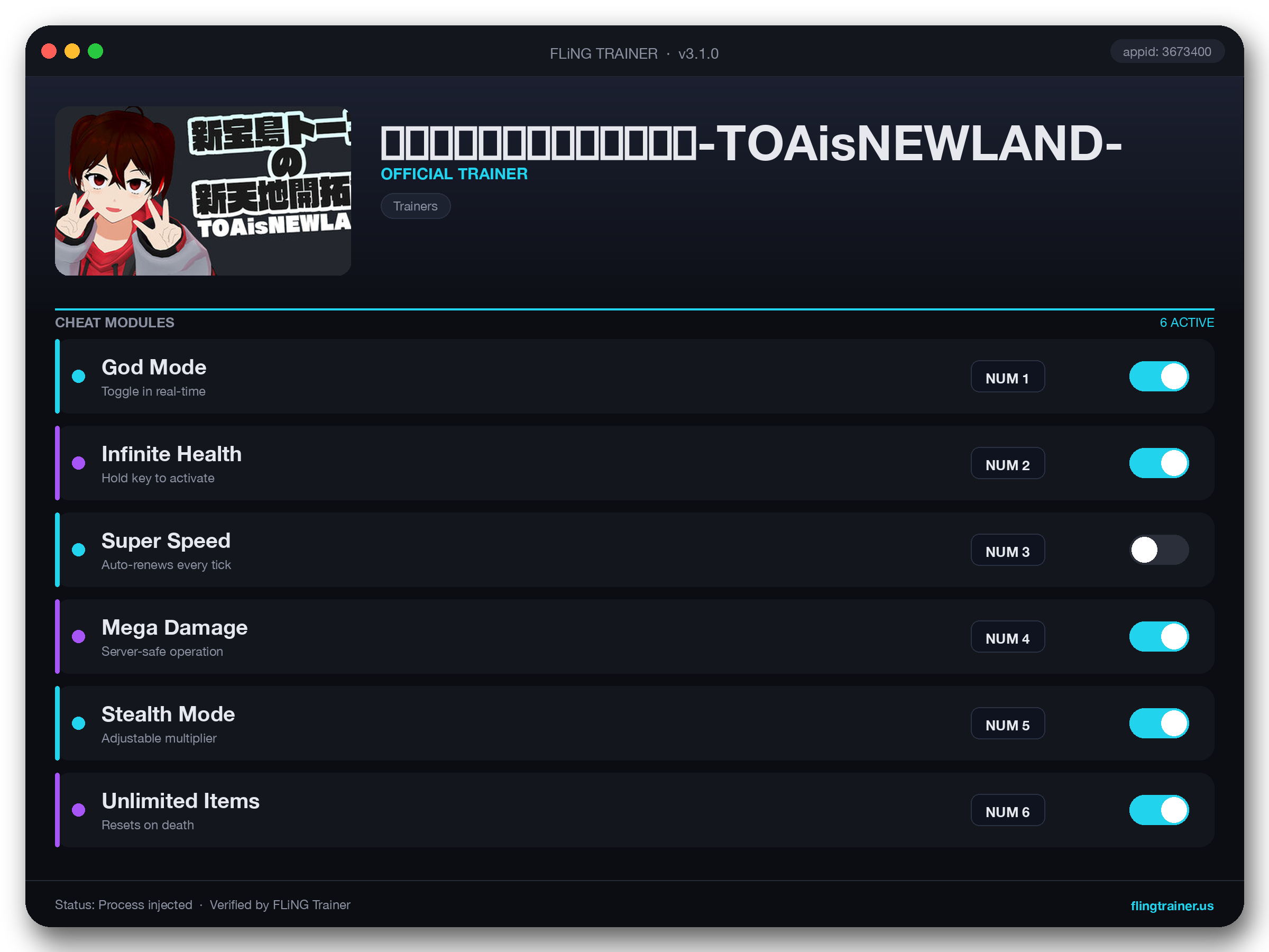 新宝島トーアの新天地開拓記-TOAisNEWLAND- Trainer interface