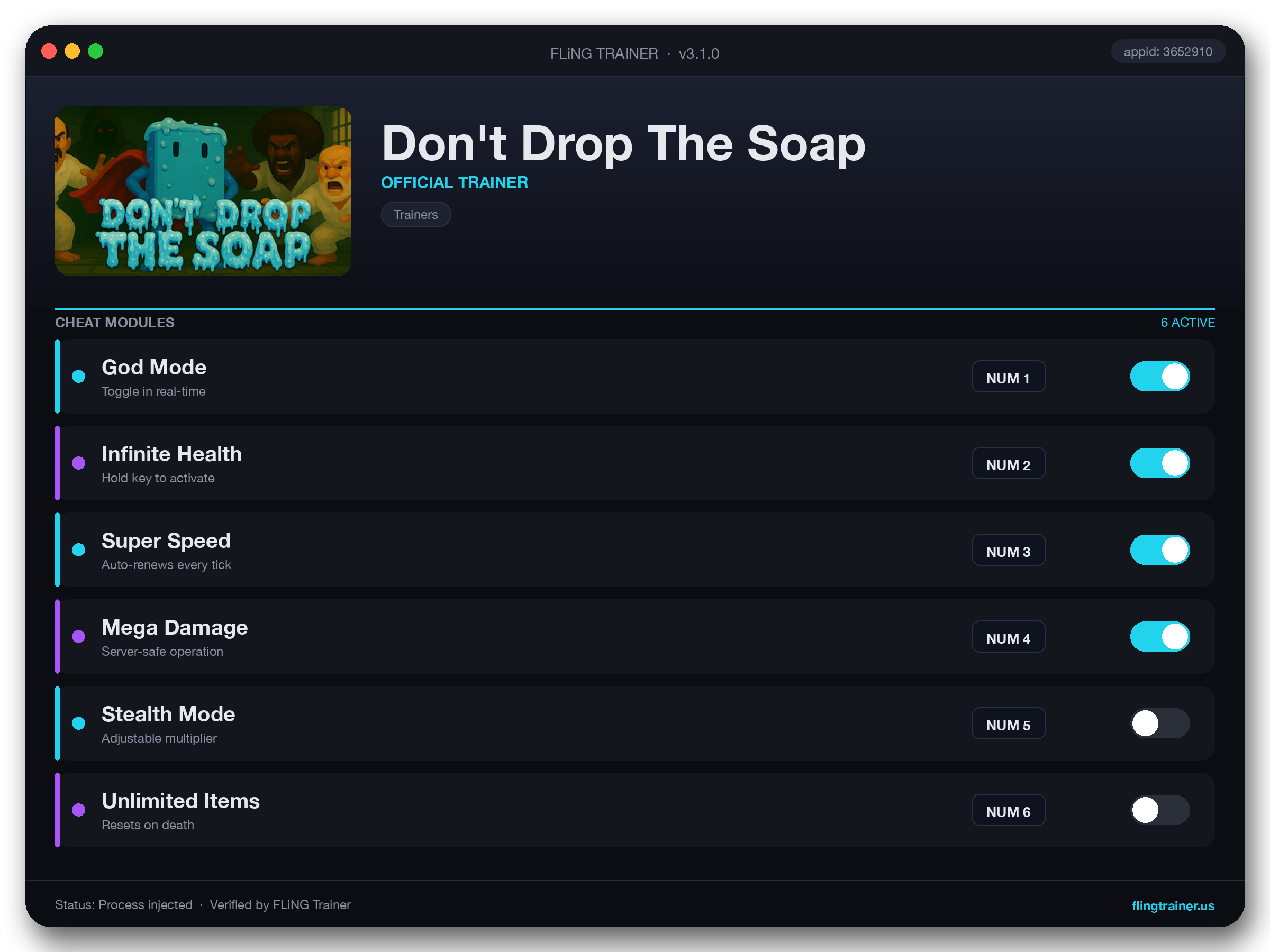 Don't Drop The Soap Trainer interface