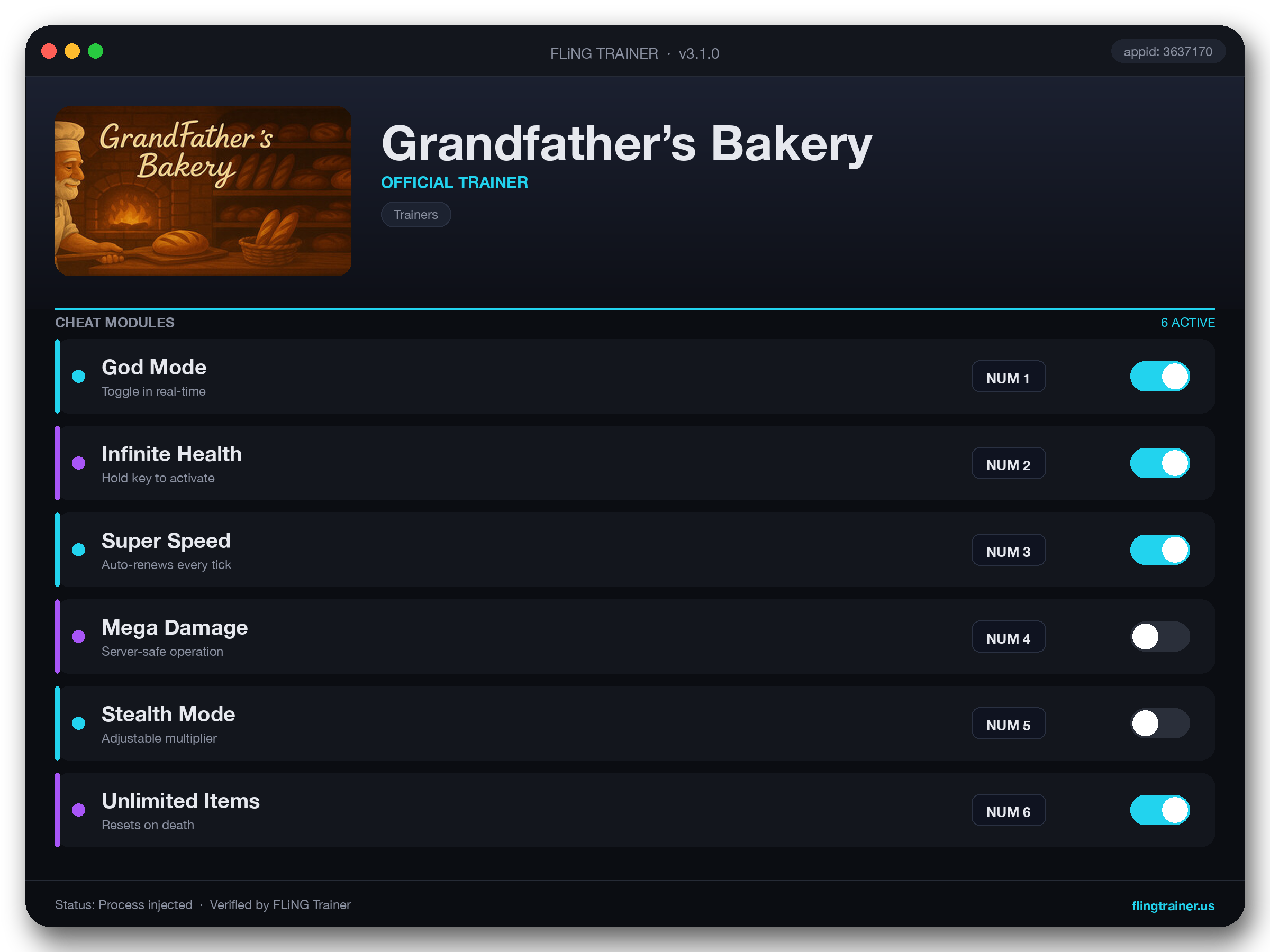 Grandfather’s Bakery Trainer interface