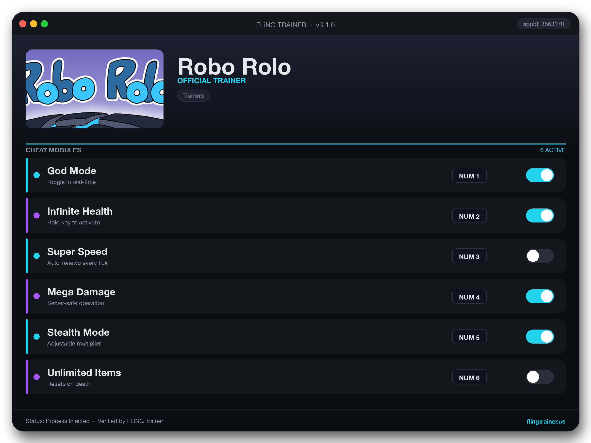 Robo Rolo Trainer interface