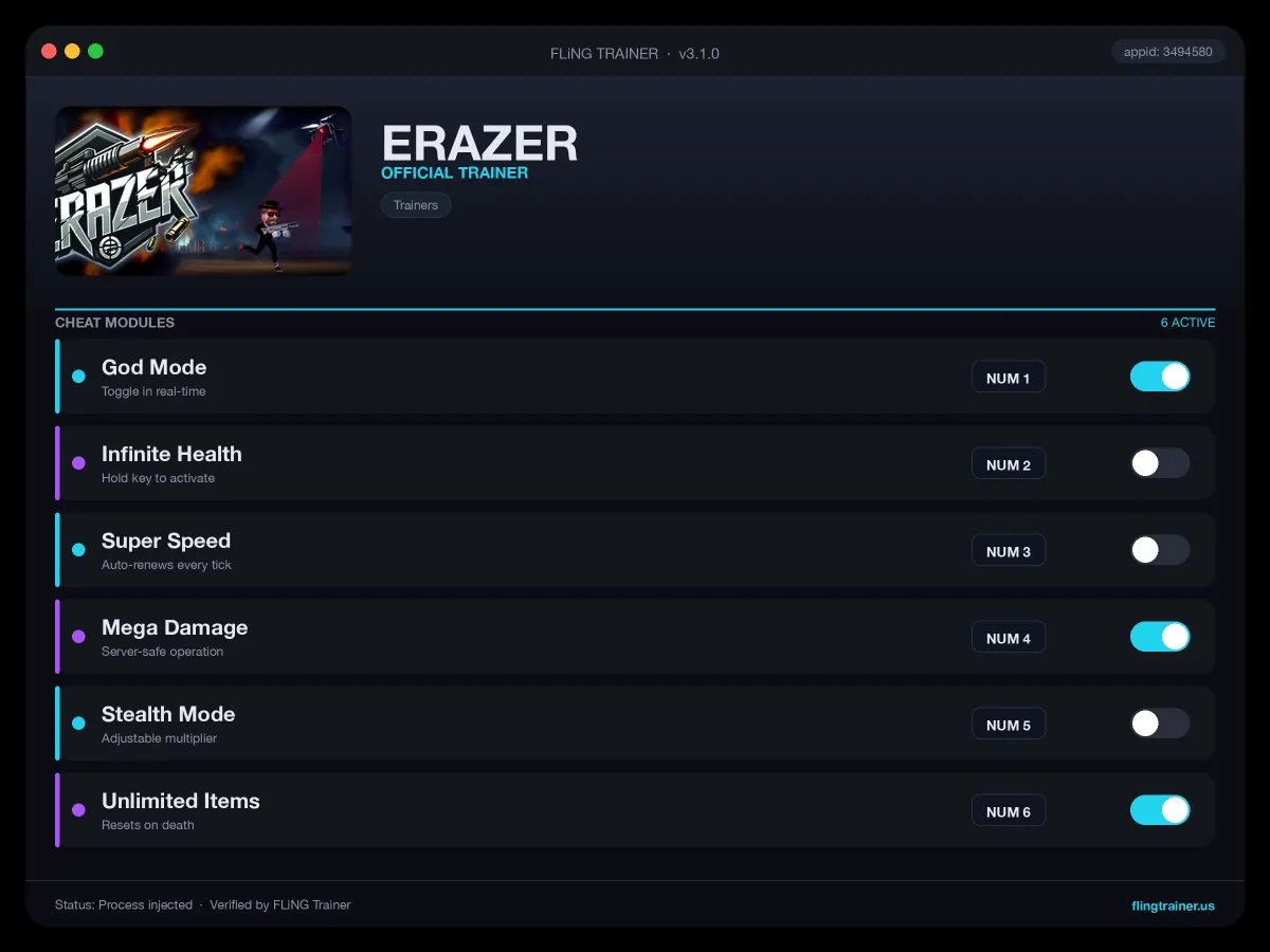 ERAZER Trainer interface