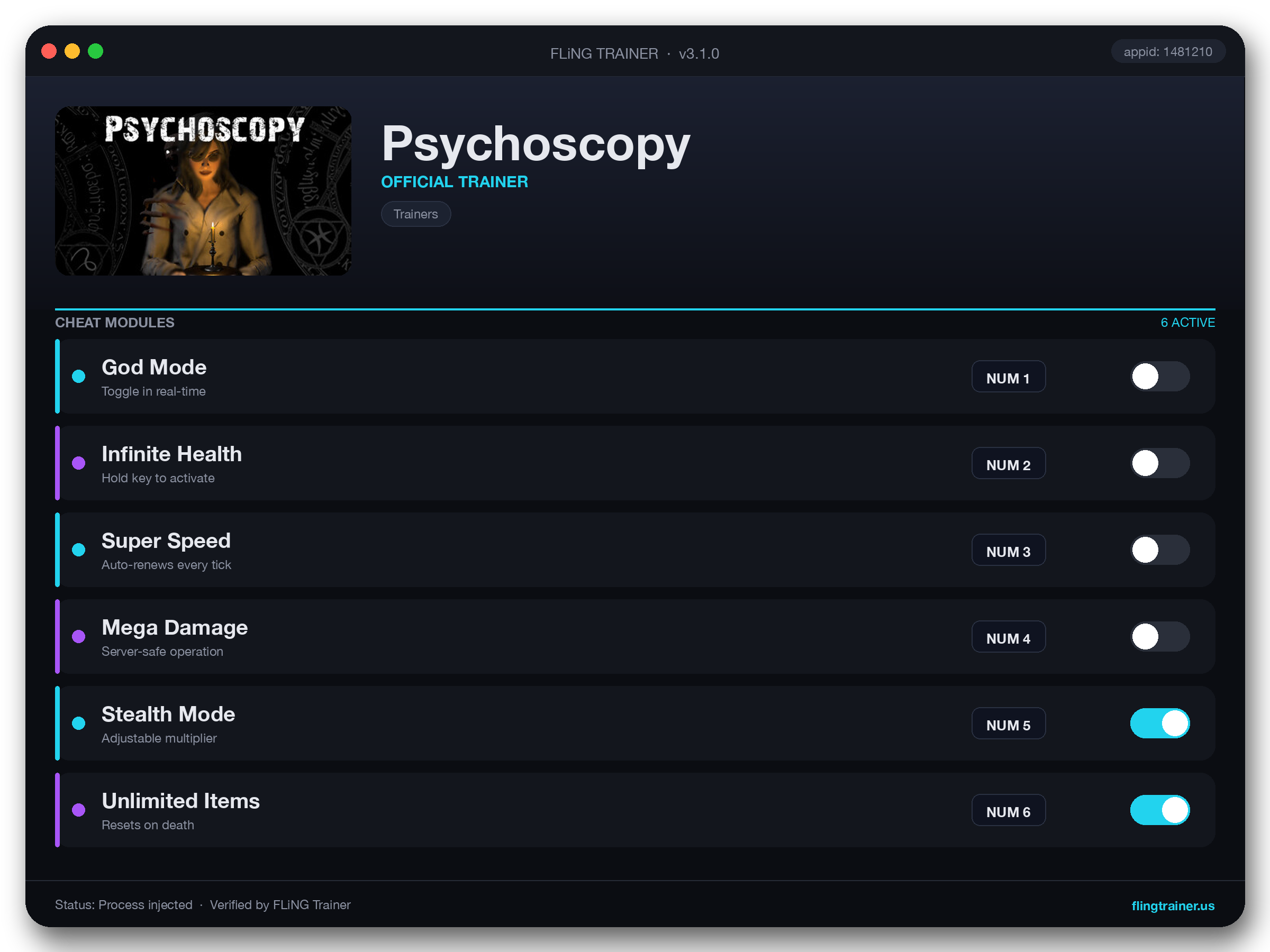 Psychoscopy Trainer interface