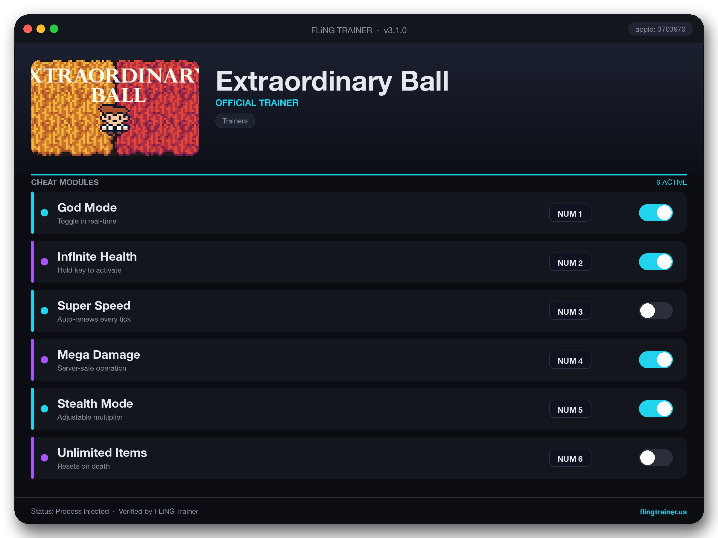 Extraordinary Ball Trainer interface