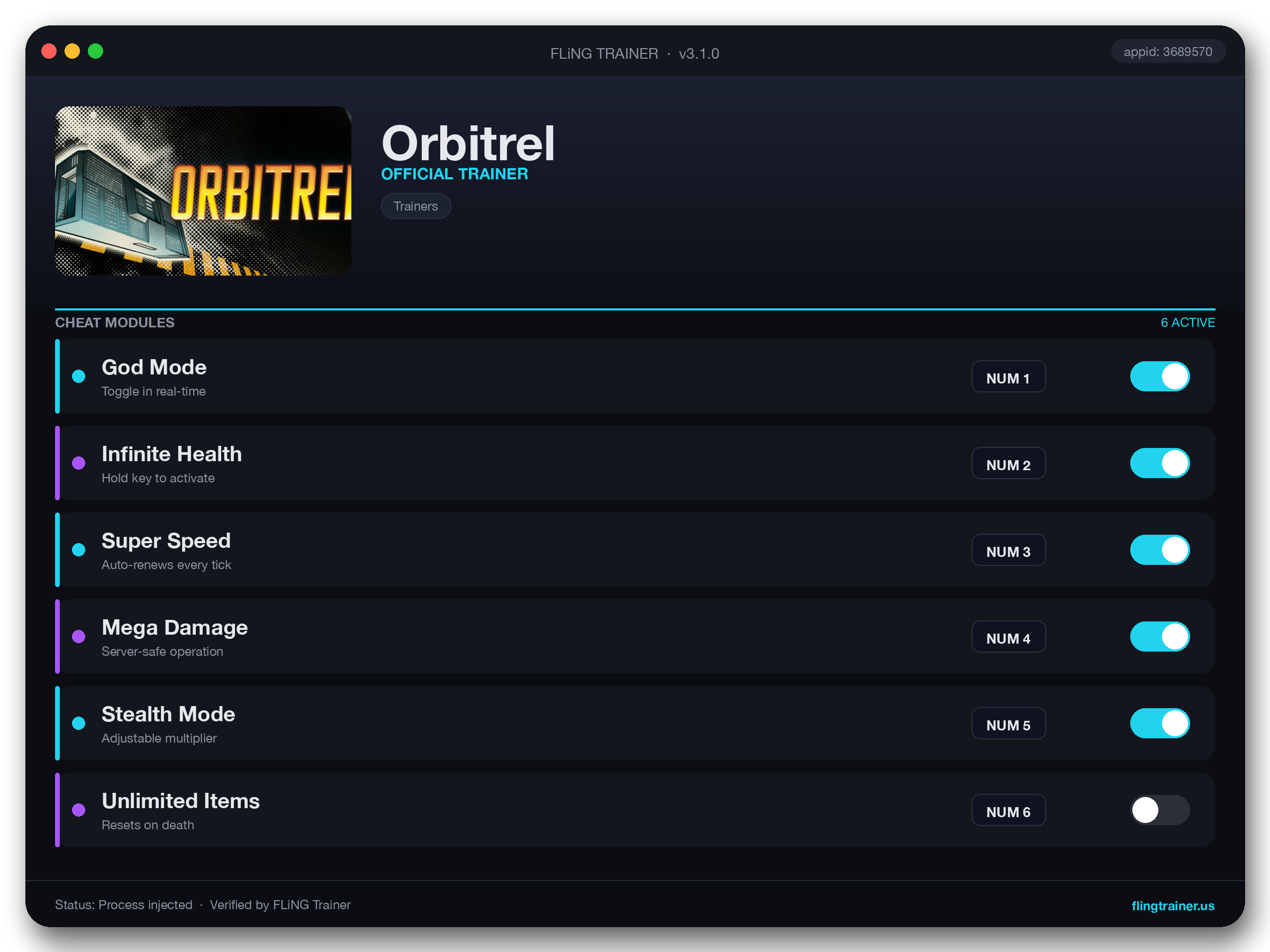 Orbitrel Trainer interface