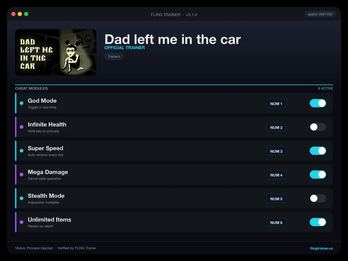Dad left me in the car Trainer interface