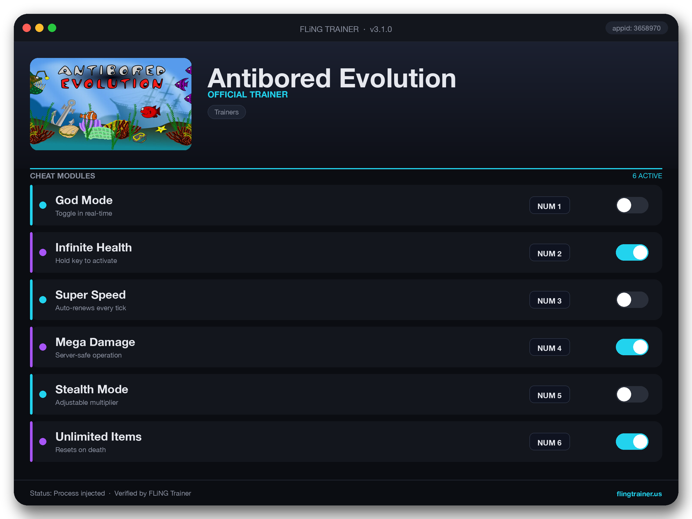Antibored Evolution Trainer interface