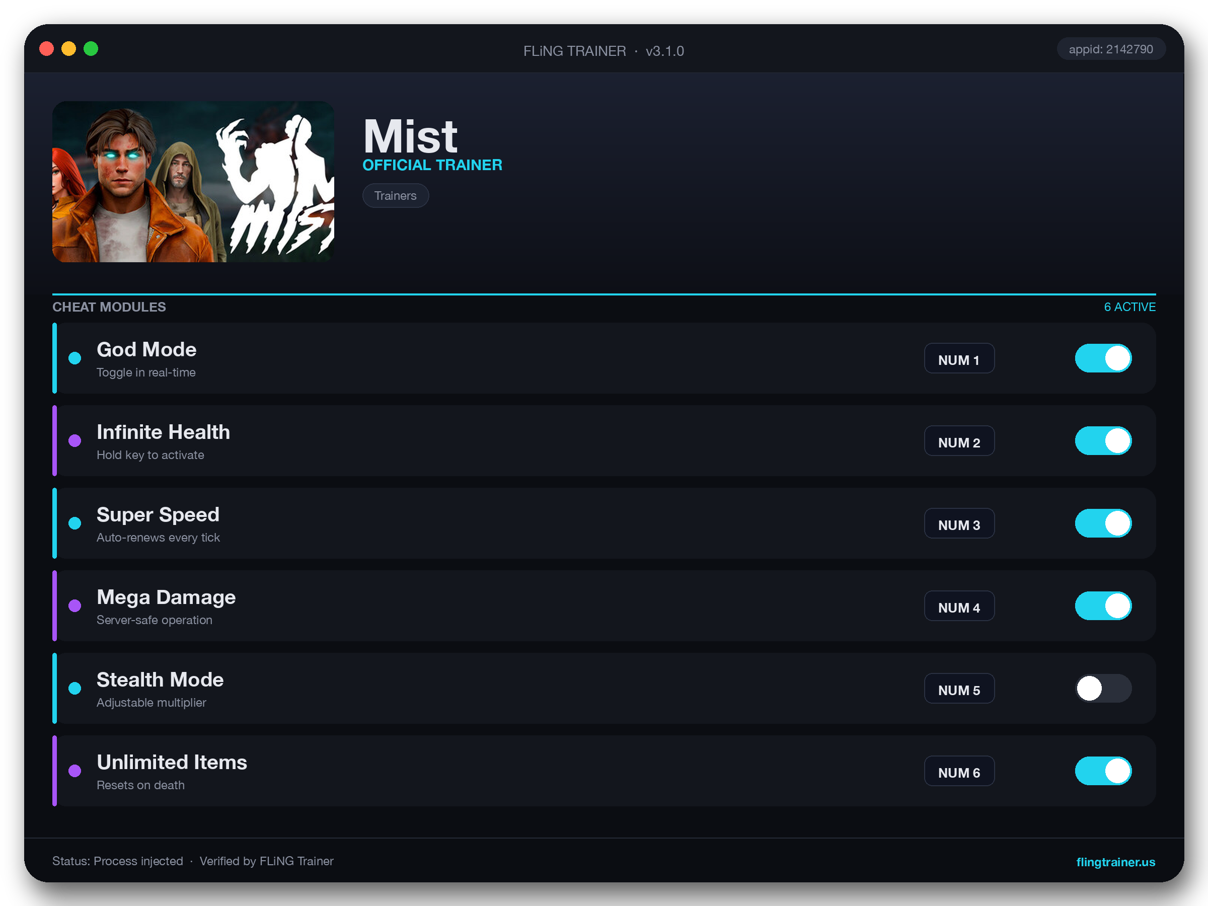 Mist Trainer interface