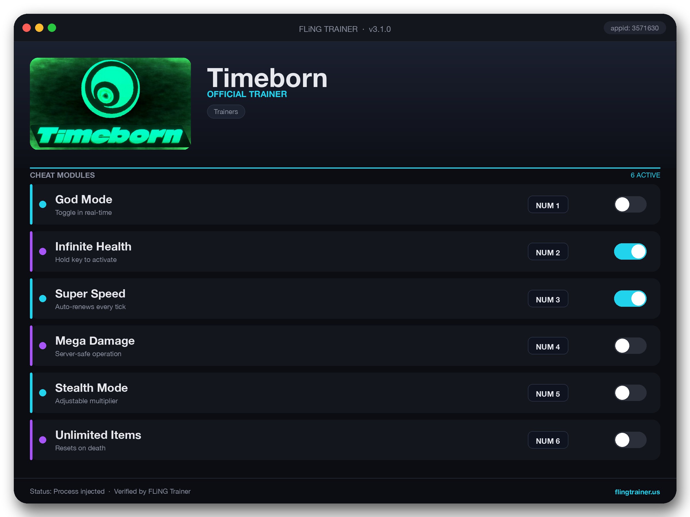 Timeborn Trainer interface