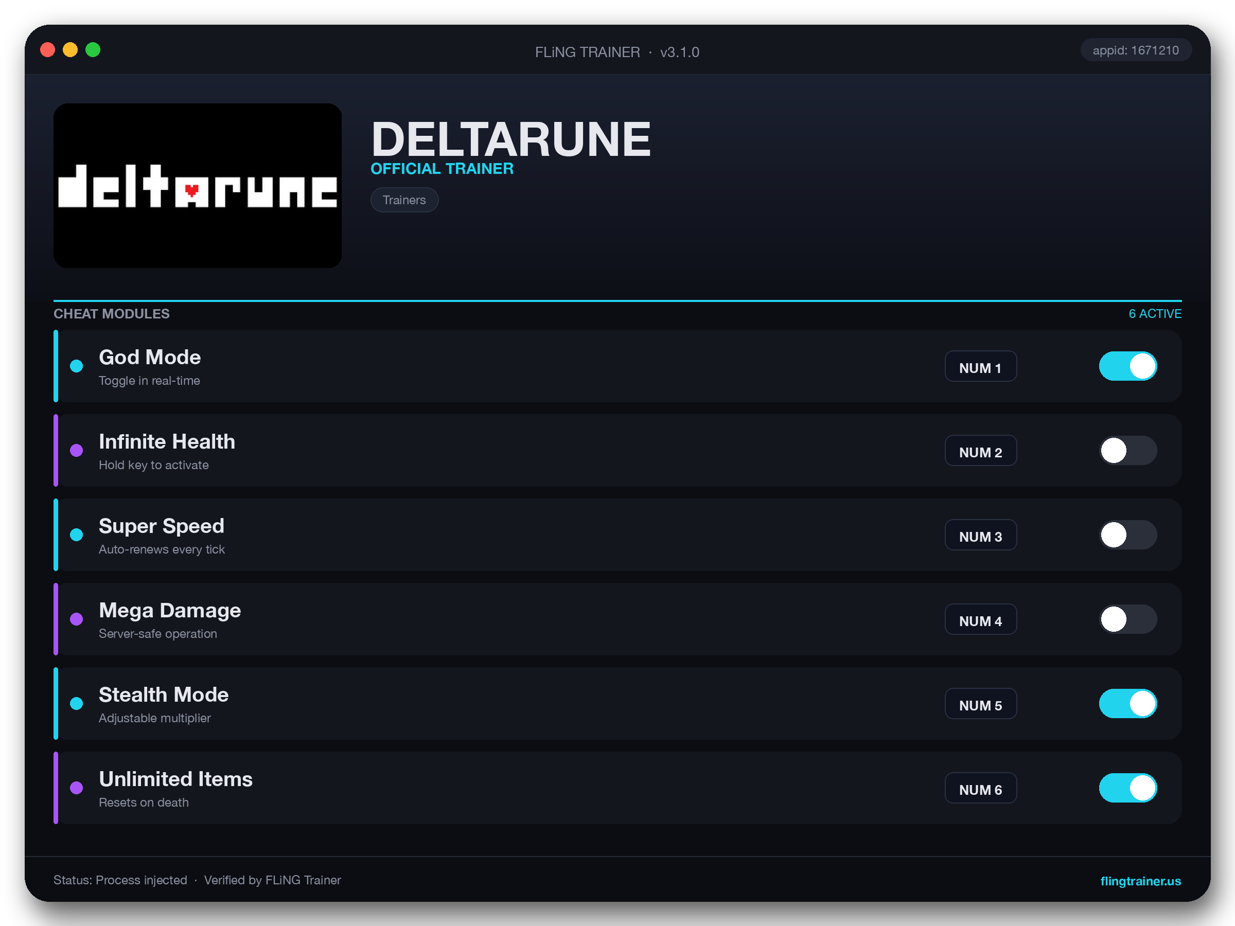 DELTARUNE Trainer interface