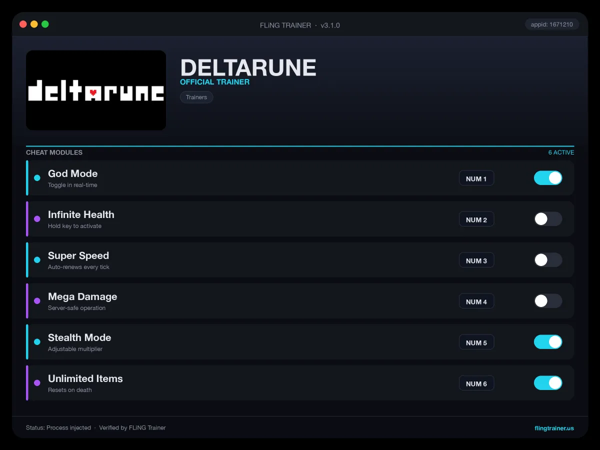 DELTARUNE Trainer interface