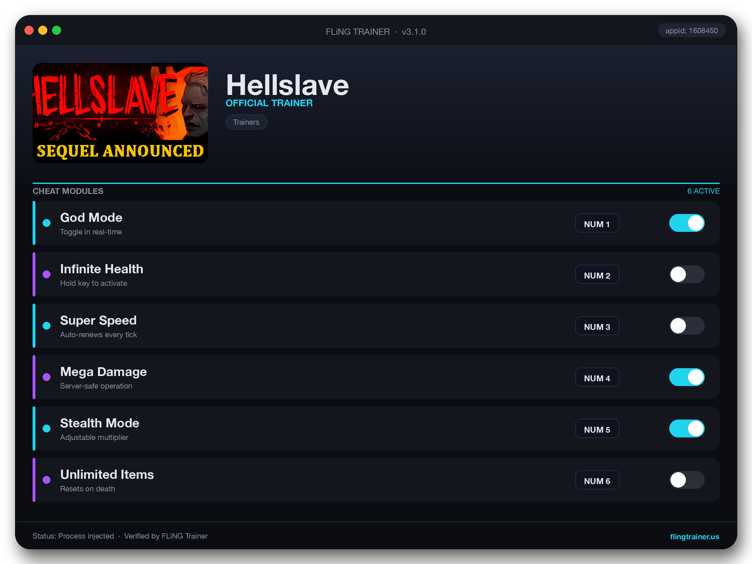 Hellslave Trainer interface