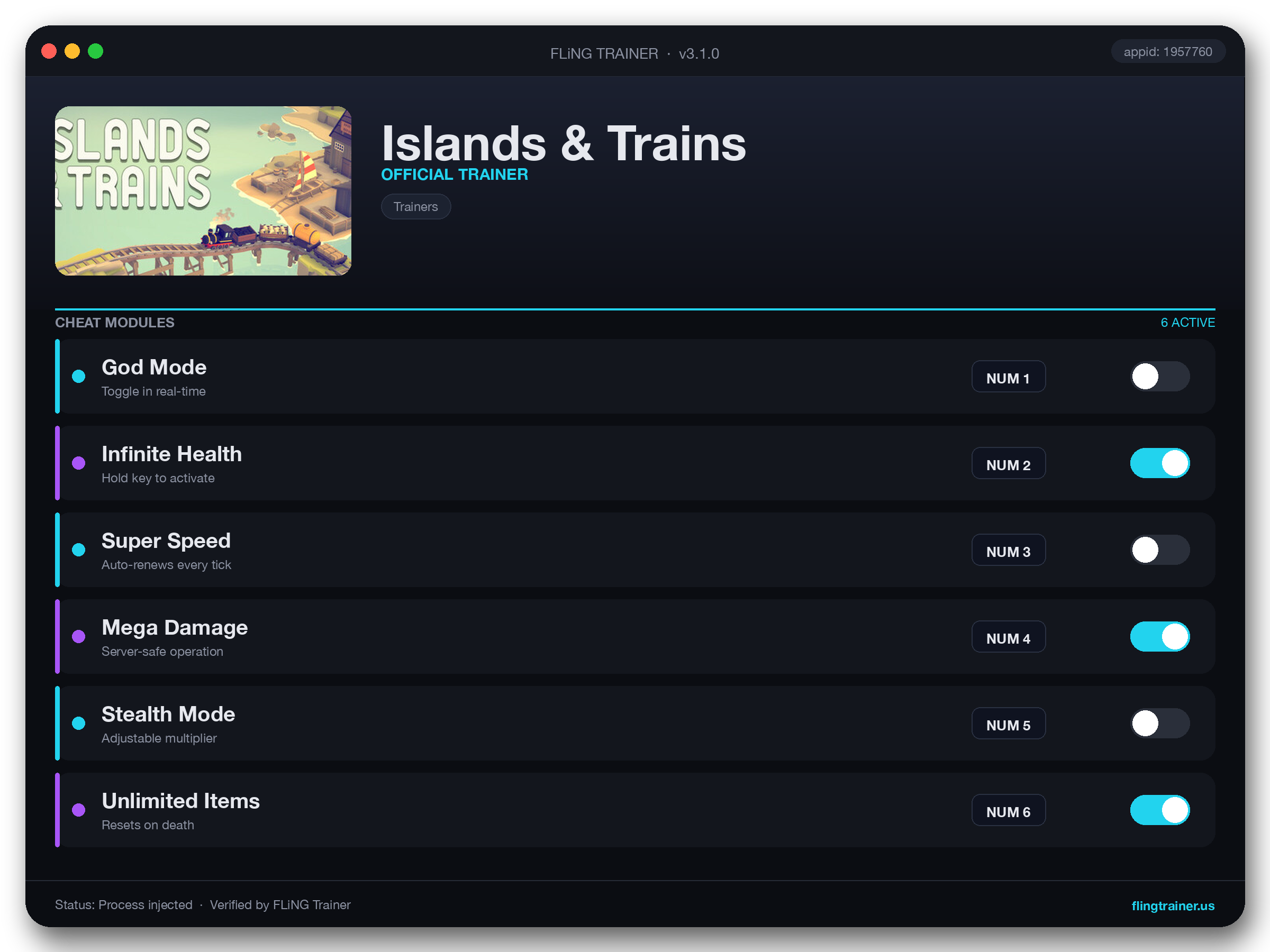 Islands & Trains Trainer interface