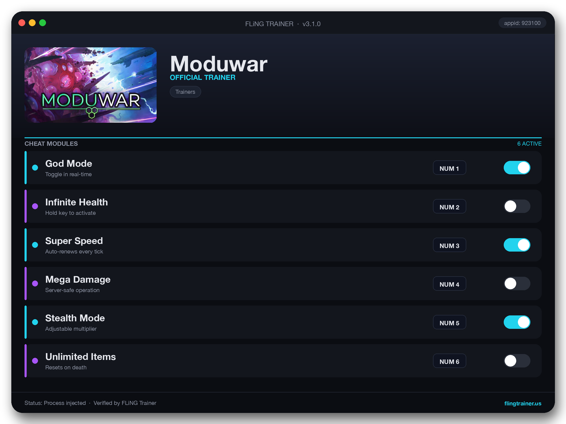 Moduwar Trainer interface