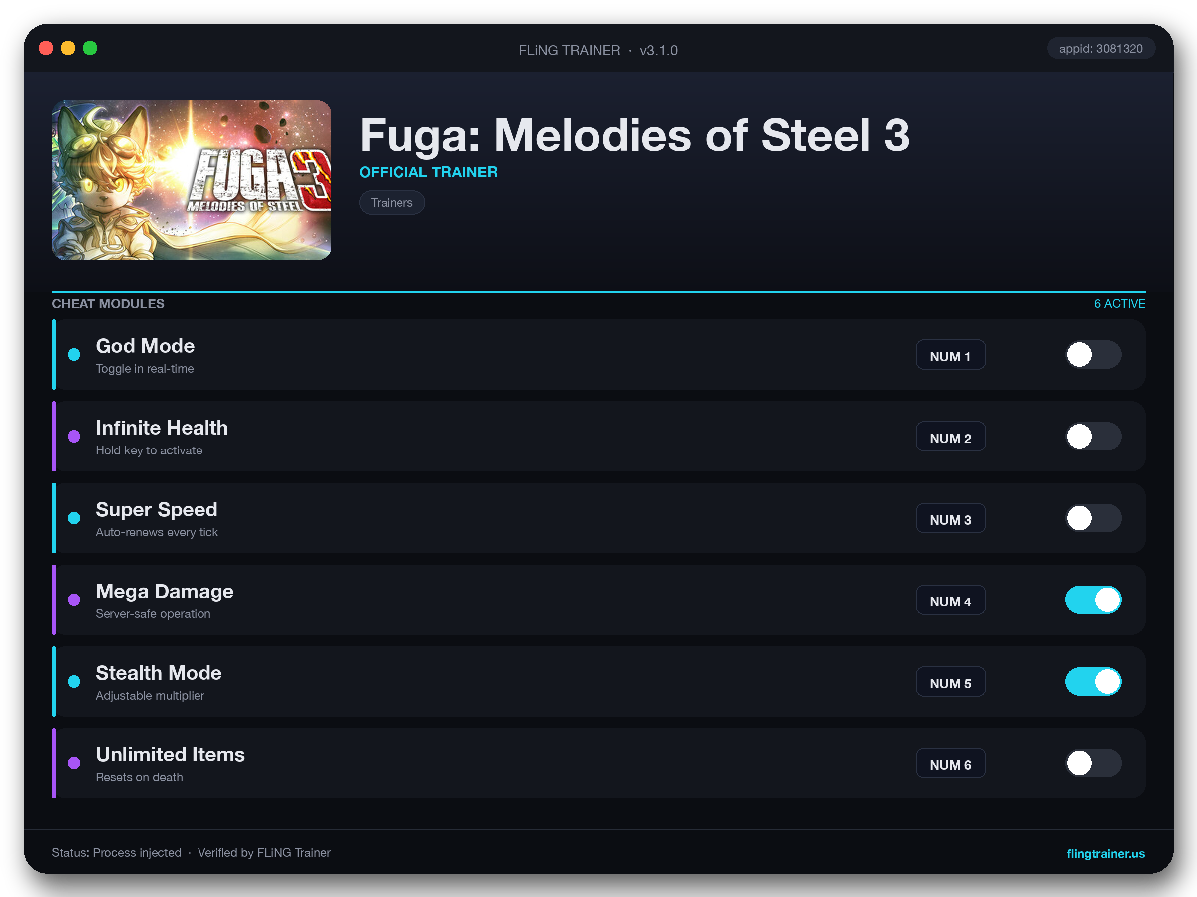 Fuga: Melodies of Steel 3 Trainer interface