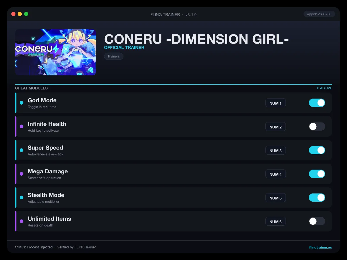 CONERU -DIMENSION GIRL- Trainer interface
