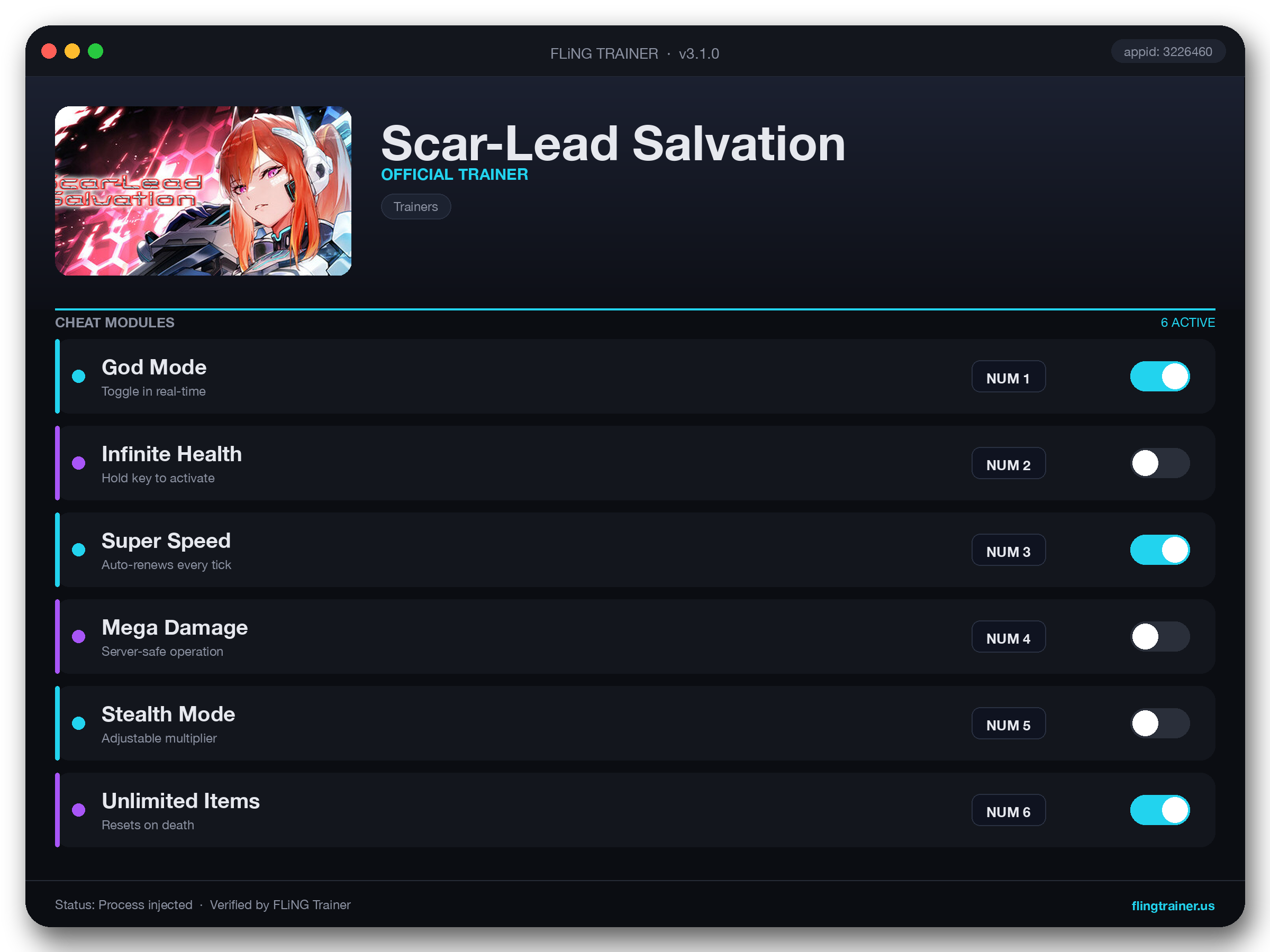 Scar-Lead Salvation Trainer interface