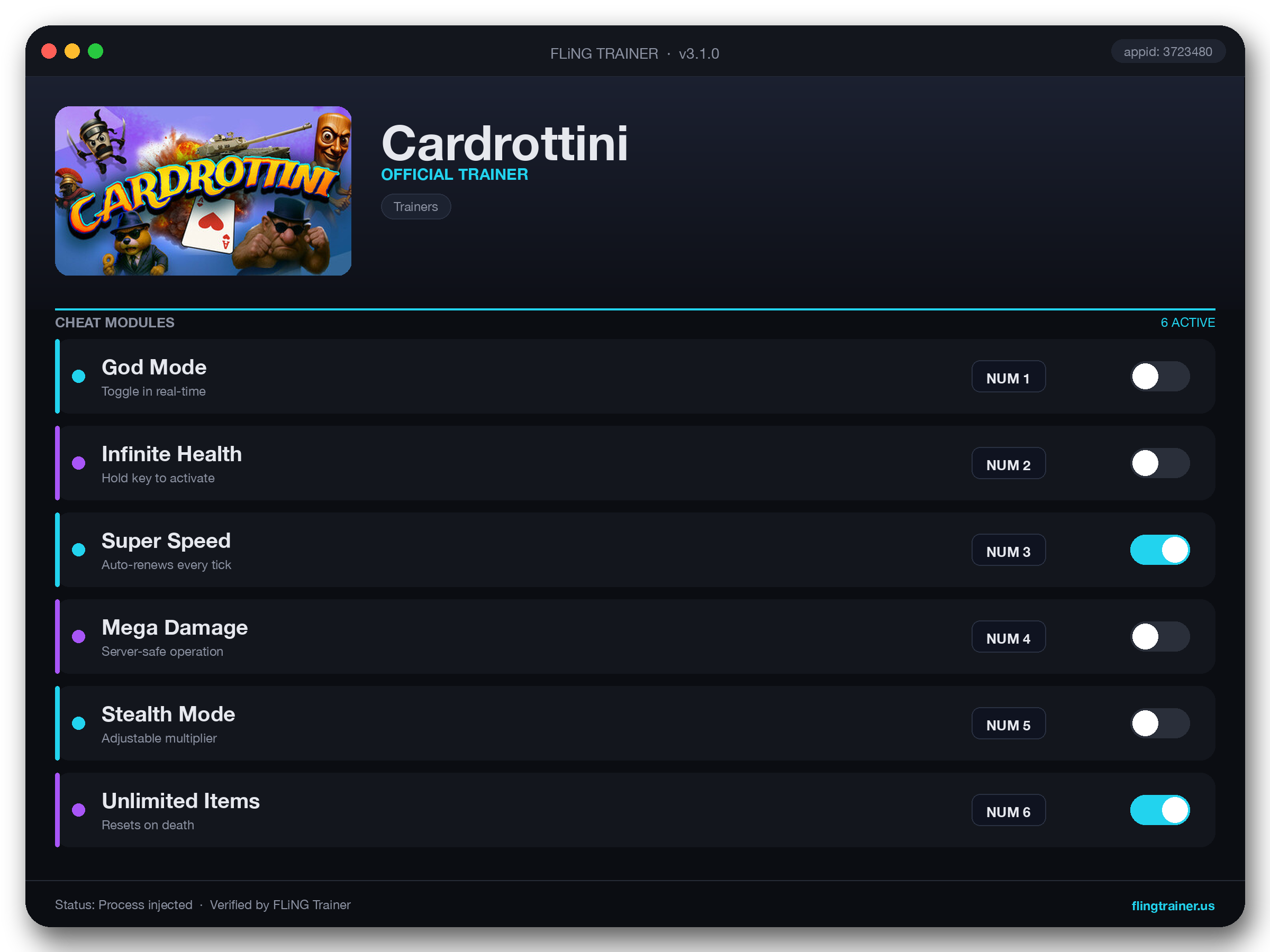 Cardrottini Trainer interface
