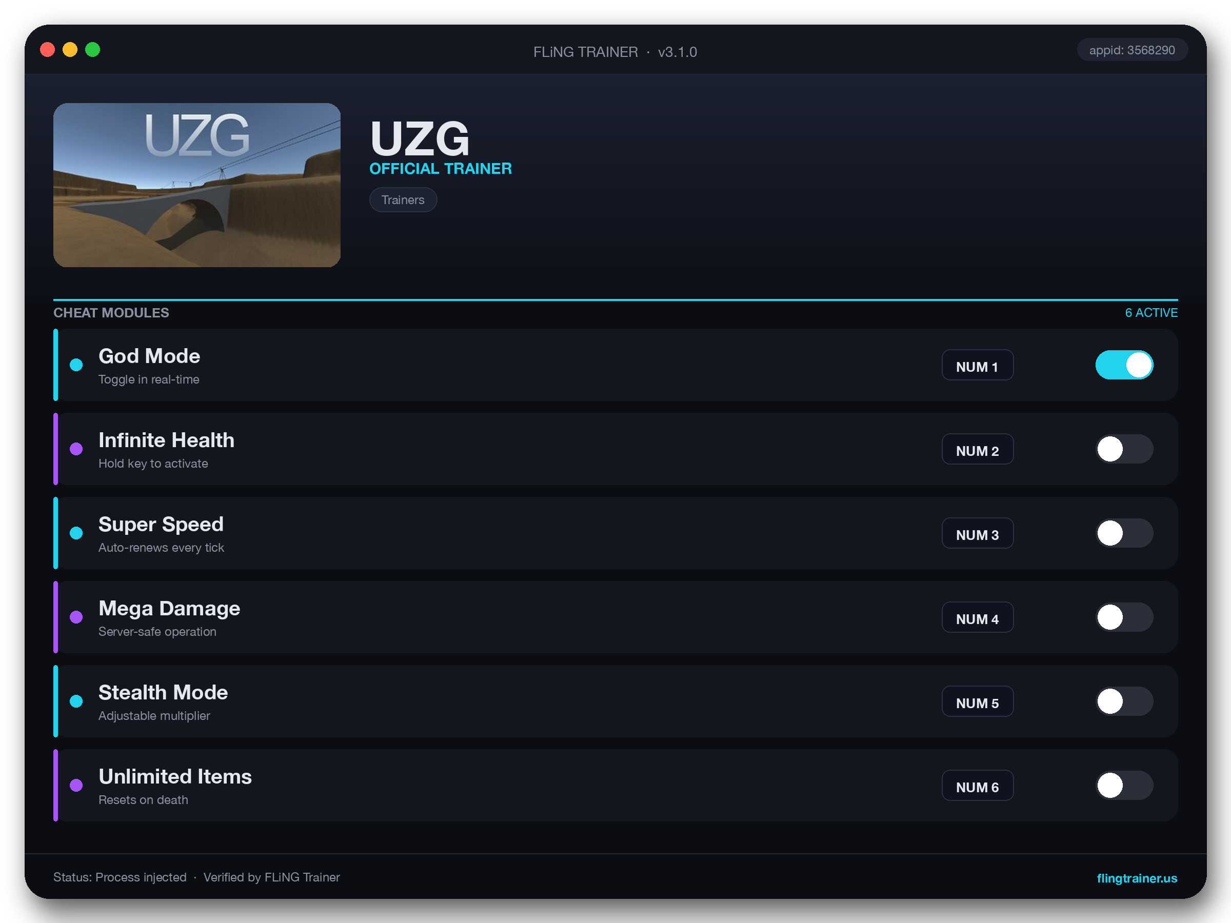UZG Trainer interface